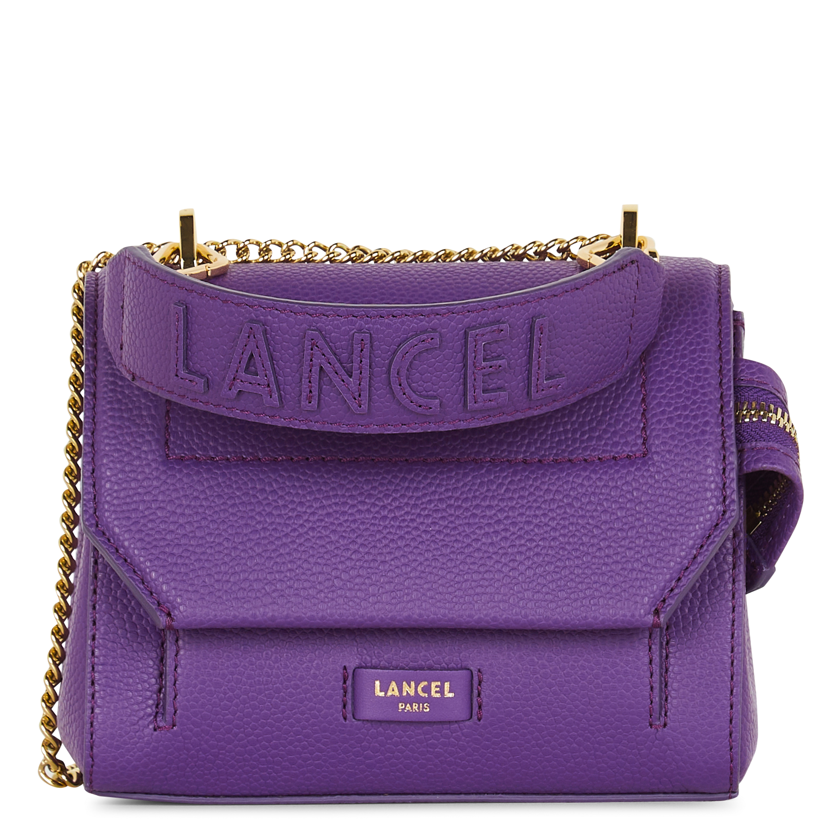 Sac à rabat petit modèle en cuir grainé LANCEL