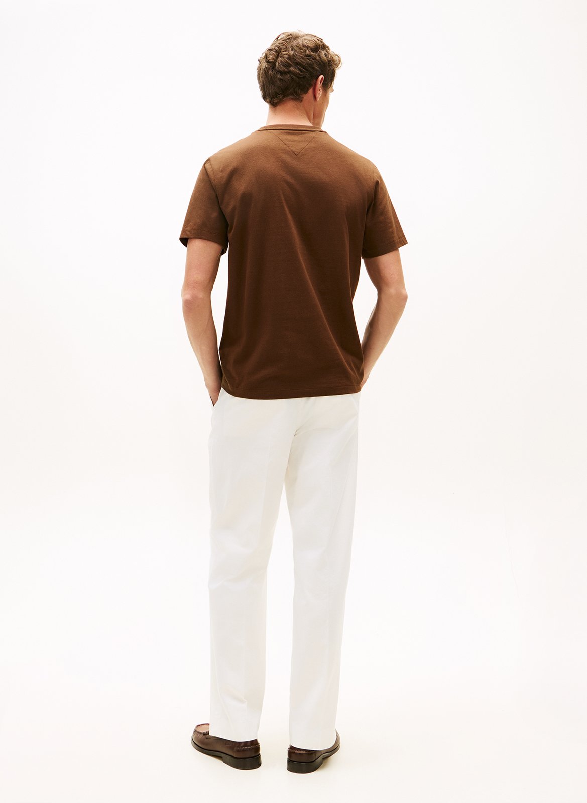 Round-neck cotton T-shirt Brown
