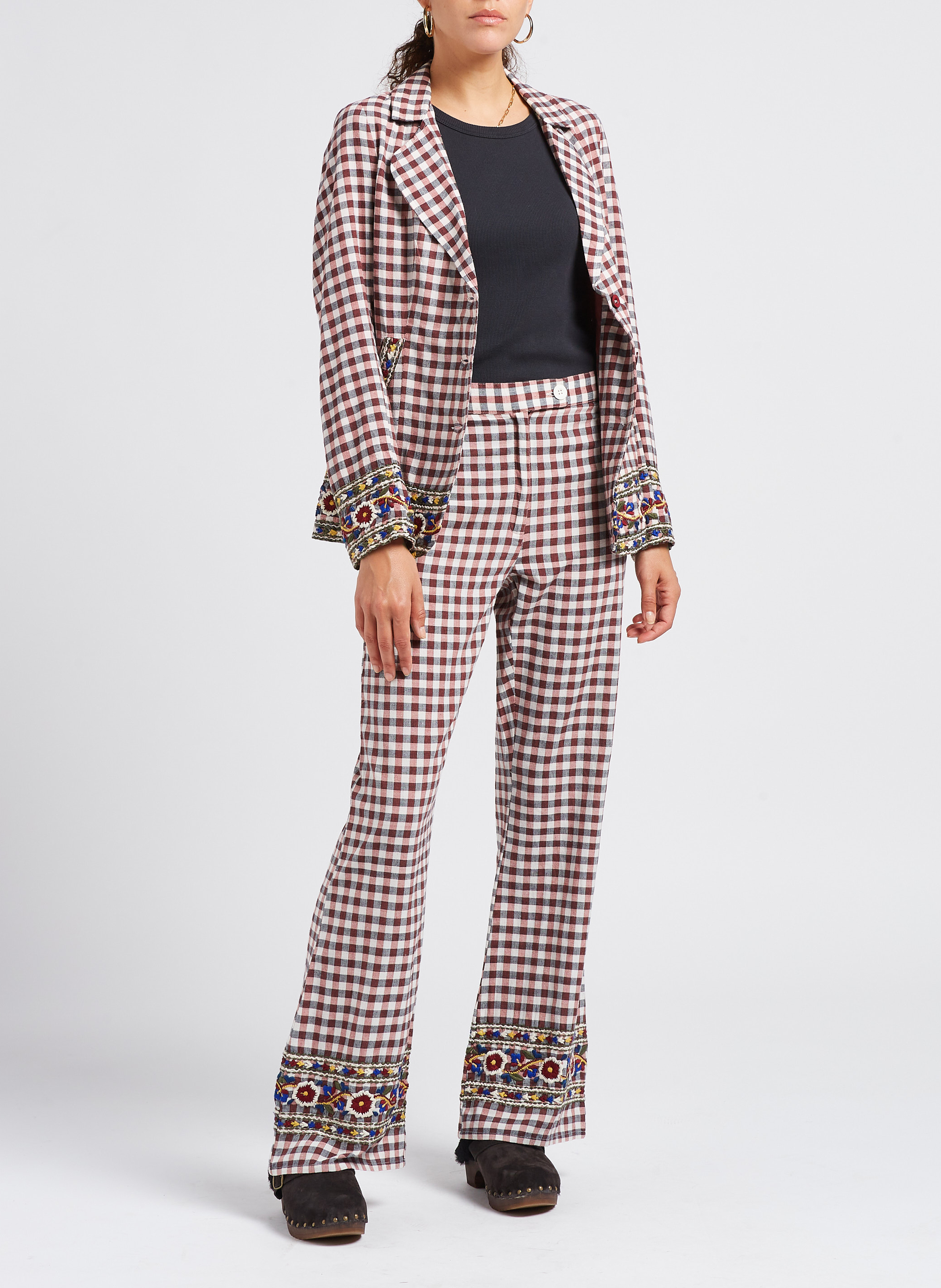 Karierter Baumwollblazer V DE VINSTER Braun