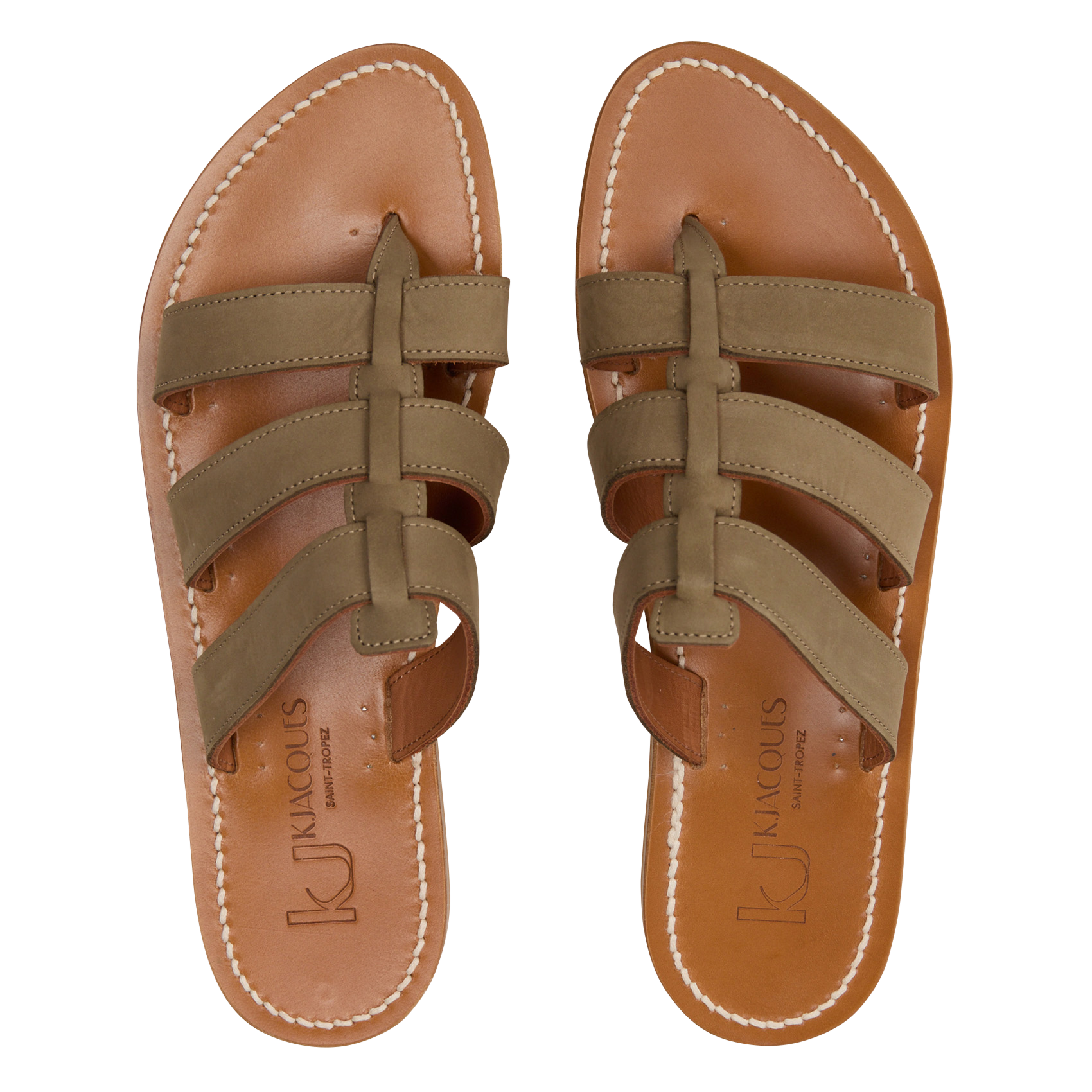 Sandales plates en cuir K JACQUES Vert