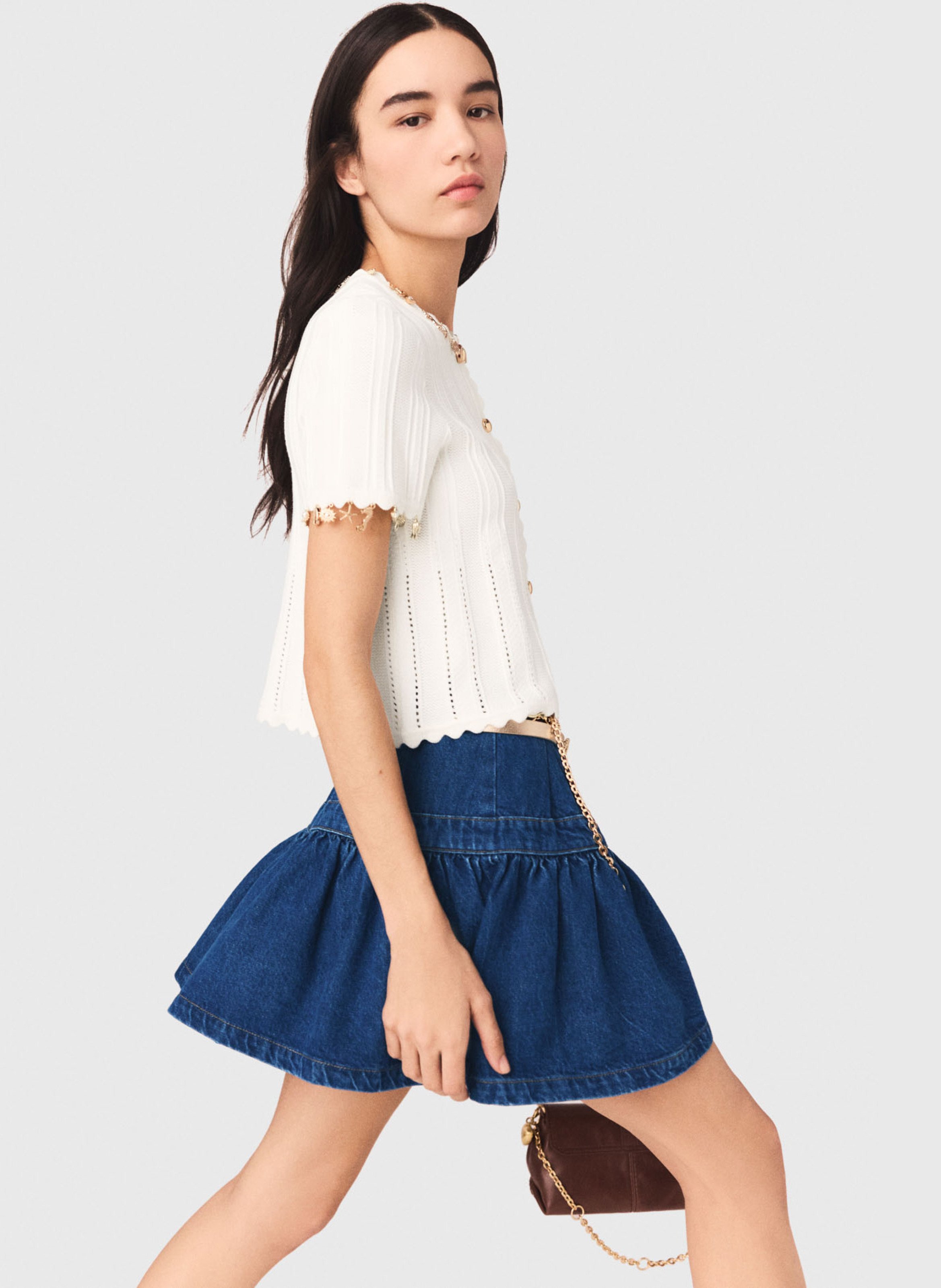 Cardigan in uitlopende stijl van gemengd katoen MAJE Wit