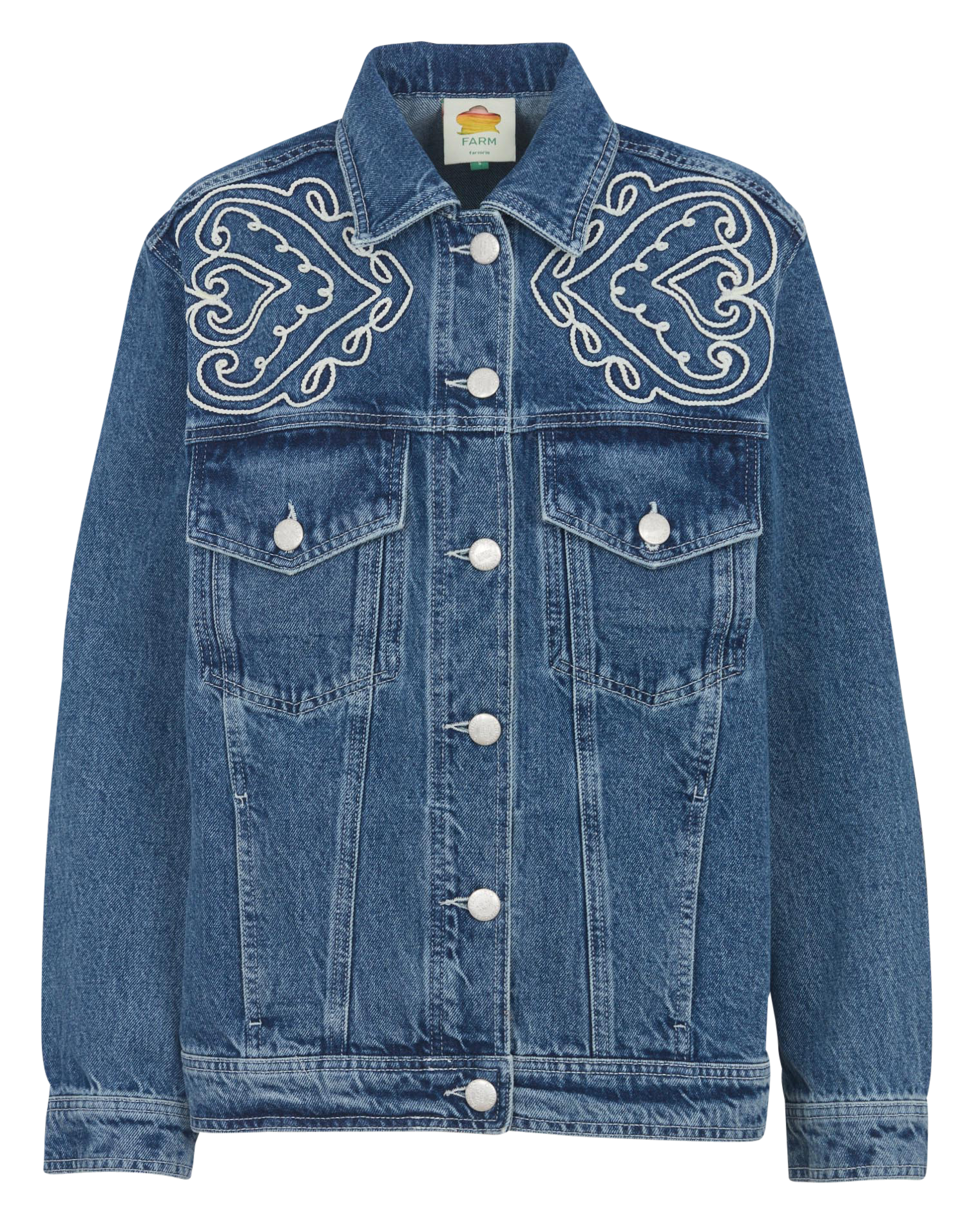 Straight-cut cotton denim jacket FARM RIO Blue