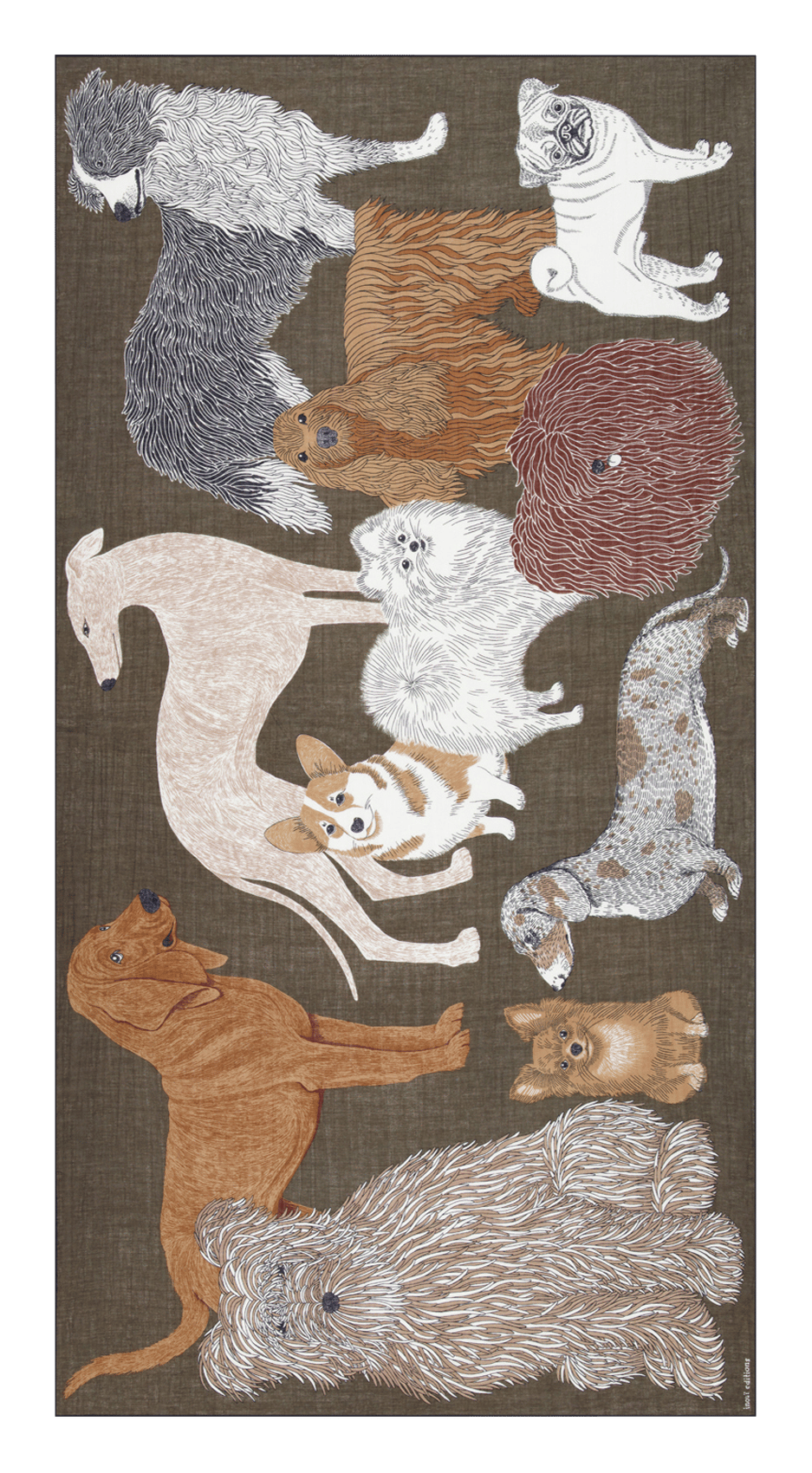 Foulard imprimé chiens en coton INOUI EDITIONS