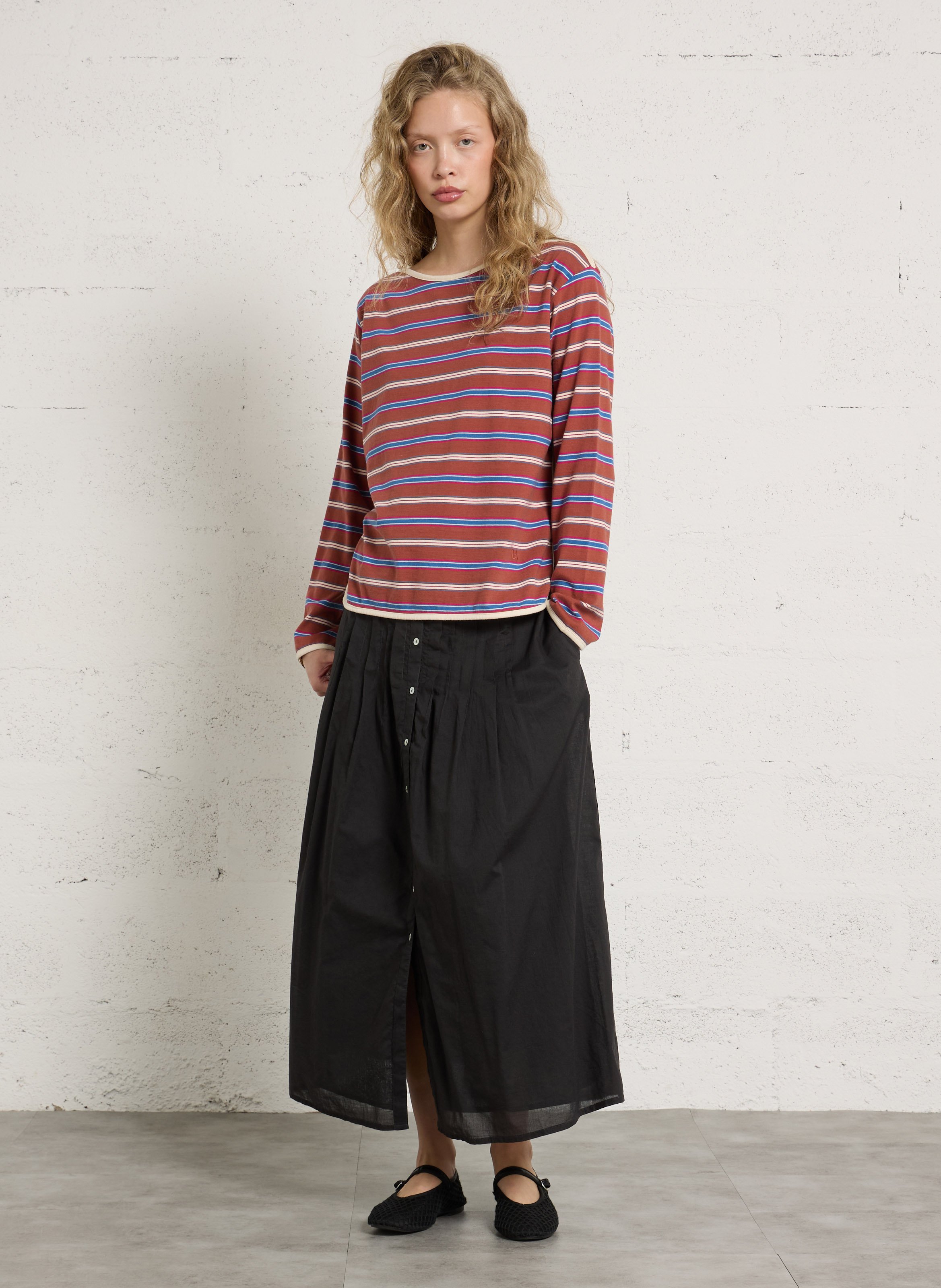 Long A-line organic cotton skirt LEON & HARPER Grey