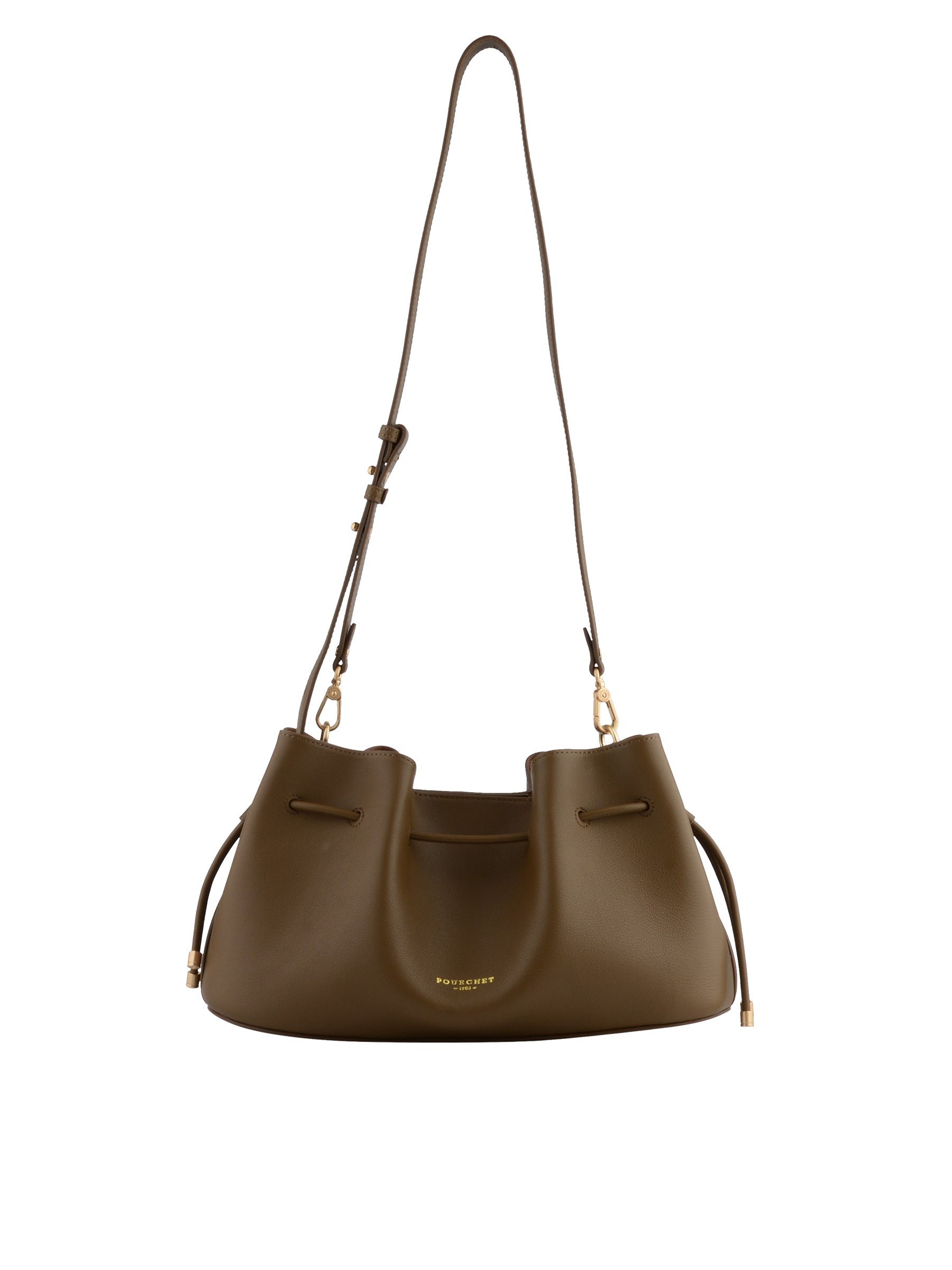 Calfskin leather shoulder bag POURCHET Brown