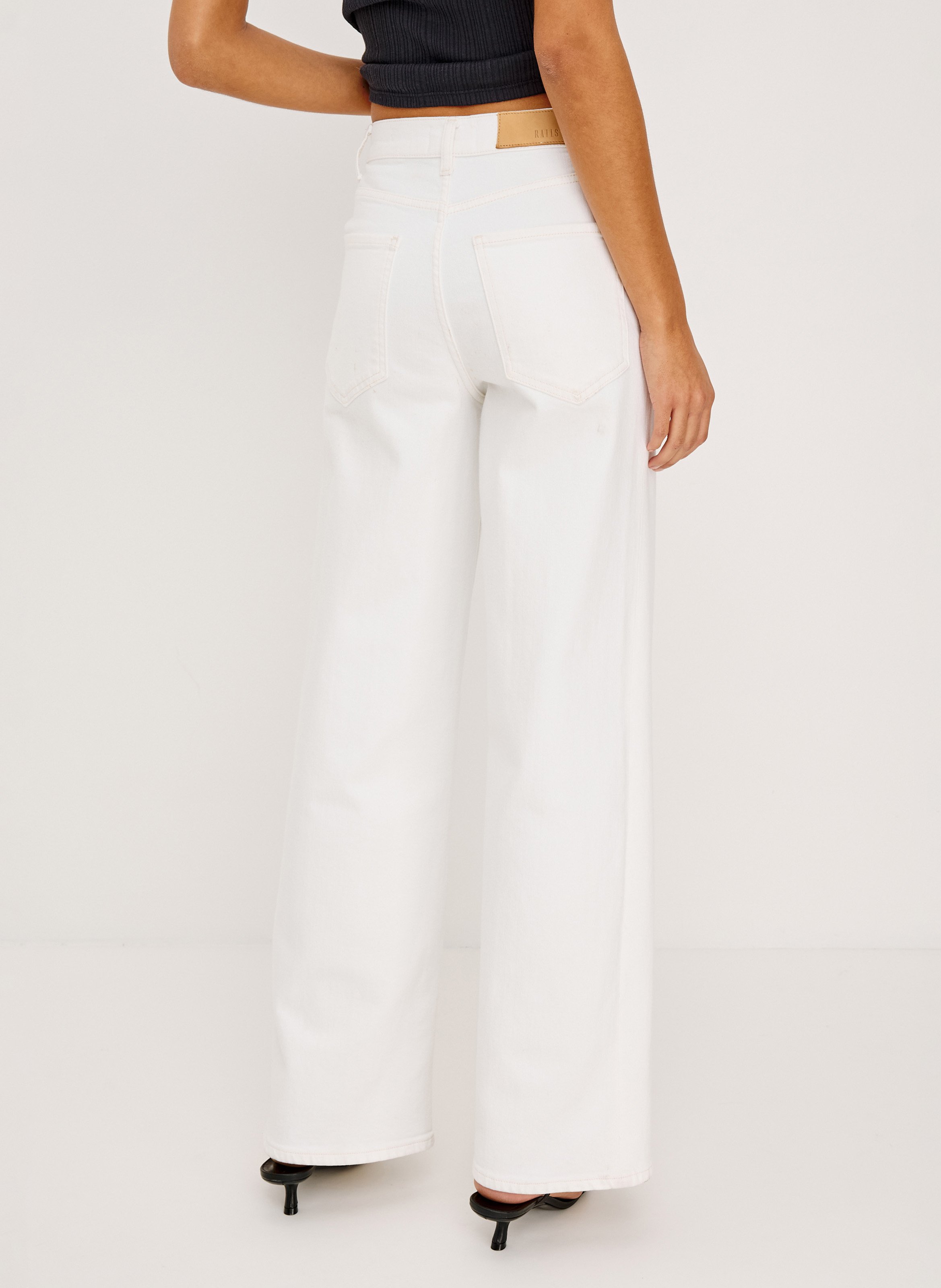 Jean large taille haute uni RAILS Blanc