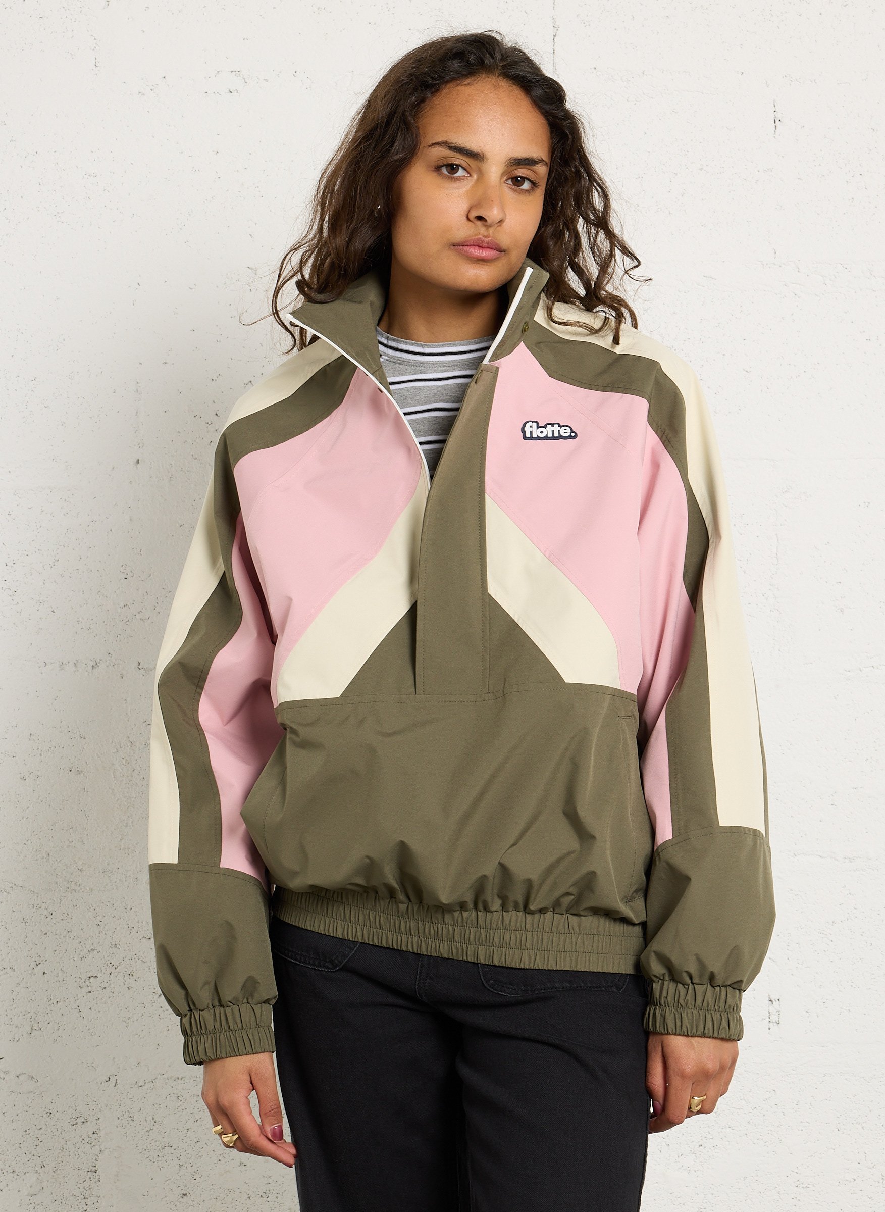 High-neck rainproof jacket FLOTTE Green