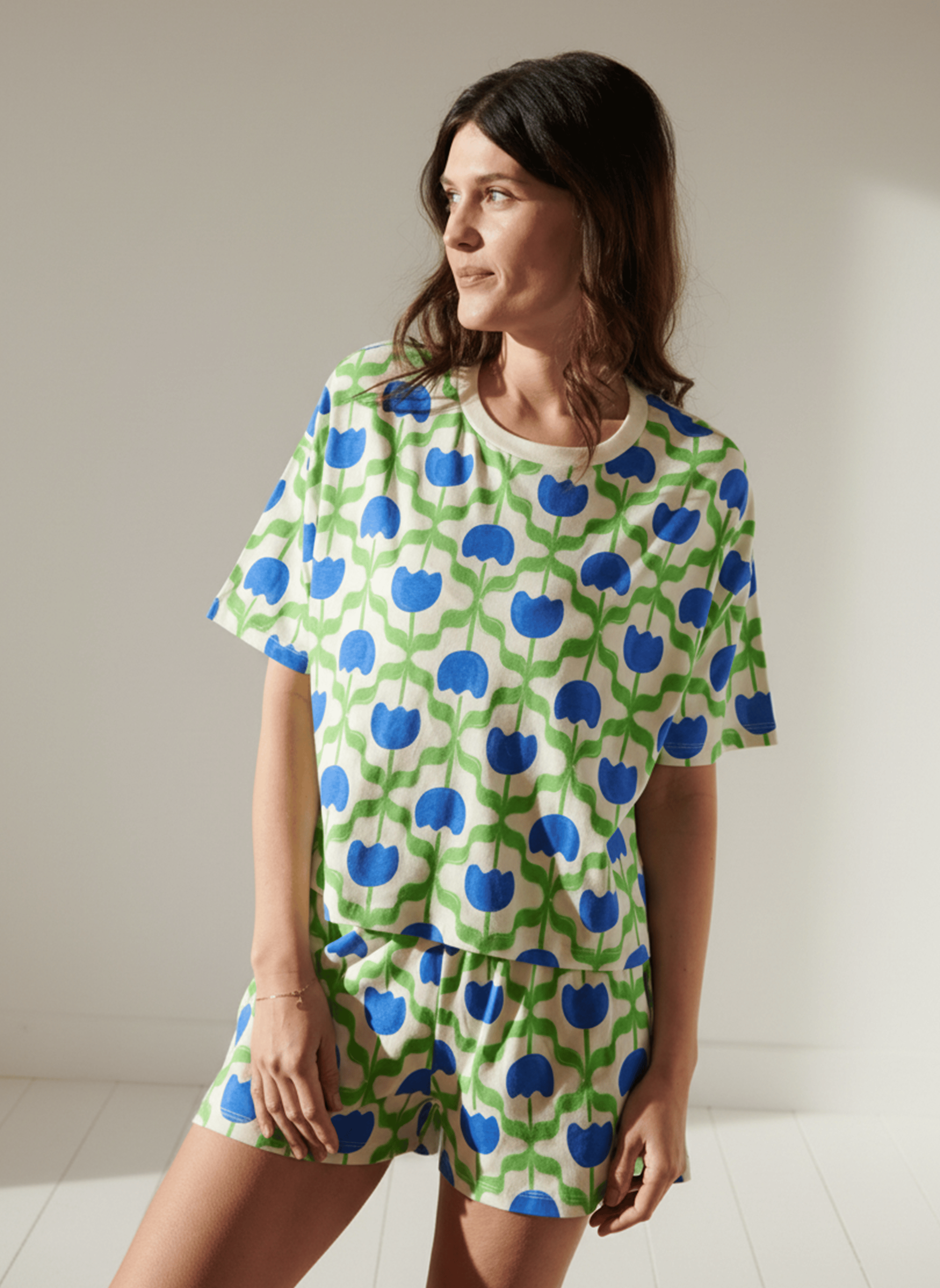 Pyjama short oversize imprimé WE ARE JOLIES Bleu