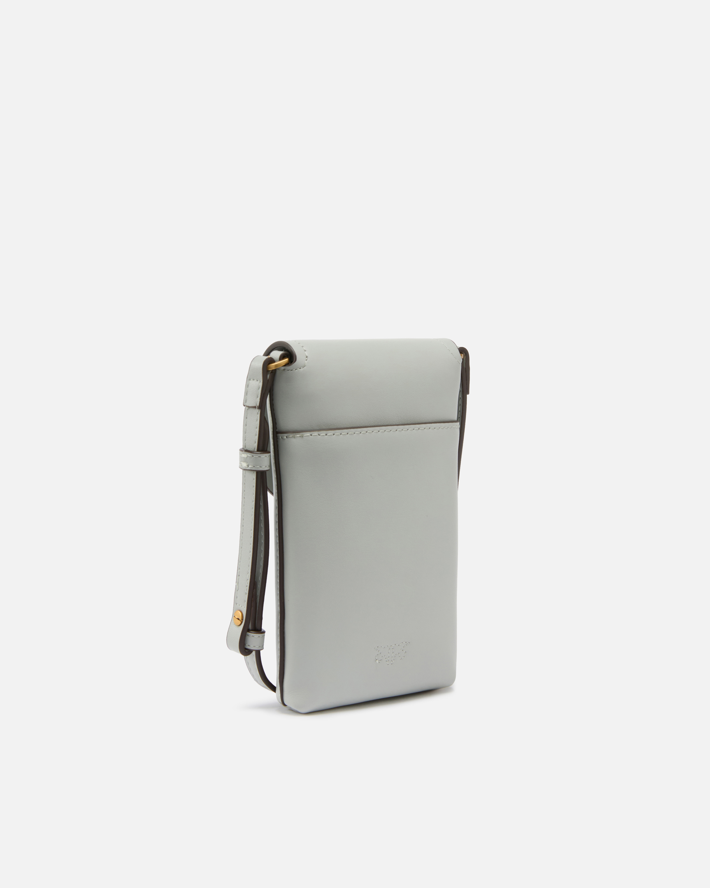 Pochette à bandoulière pour smartphone en cuir à logo PINKO Gris