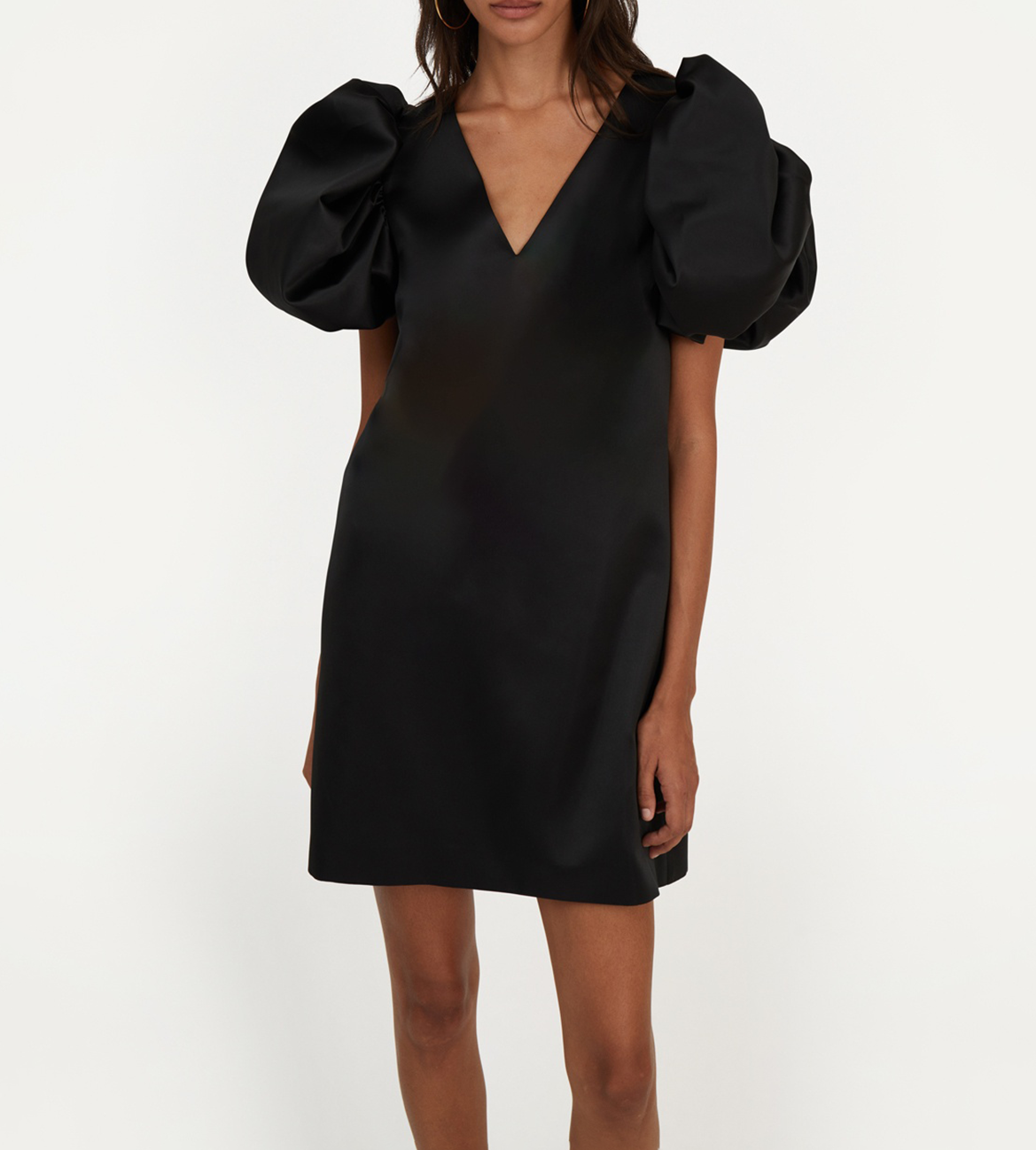 Satiniertes Kurzkleid ROTATE Schwarz