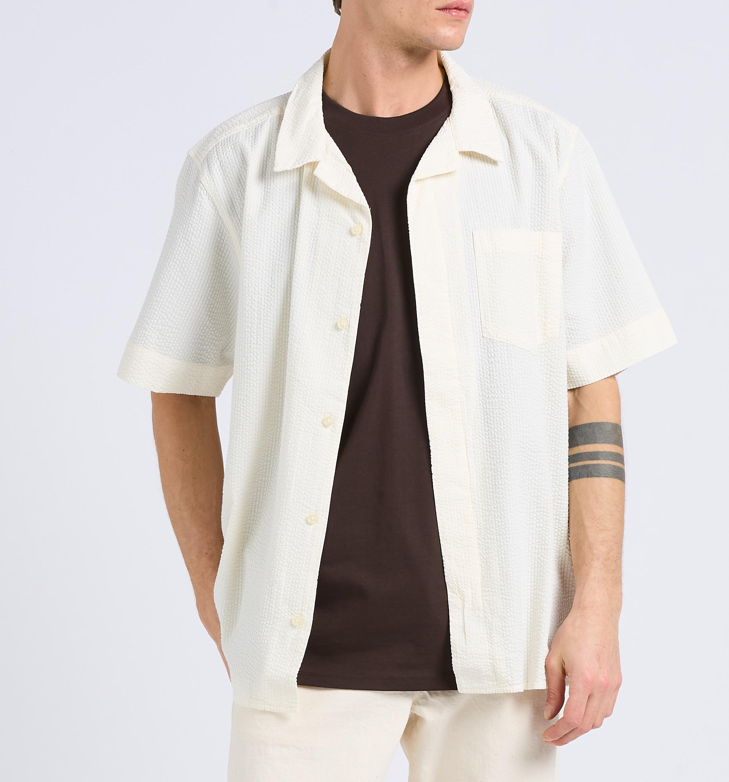 Overhemd van biokatoen met klassieke kraag KNOWLEDGE COTTON APPAREL Wit