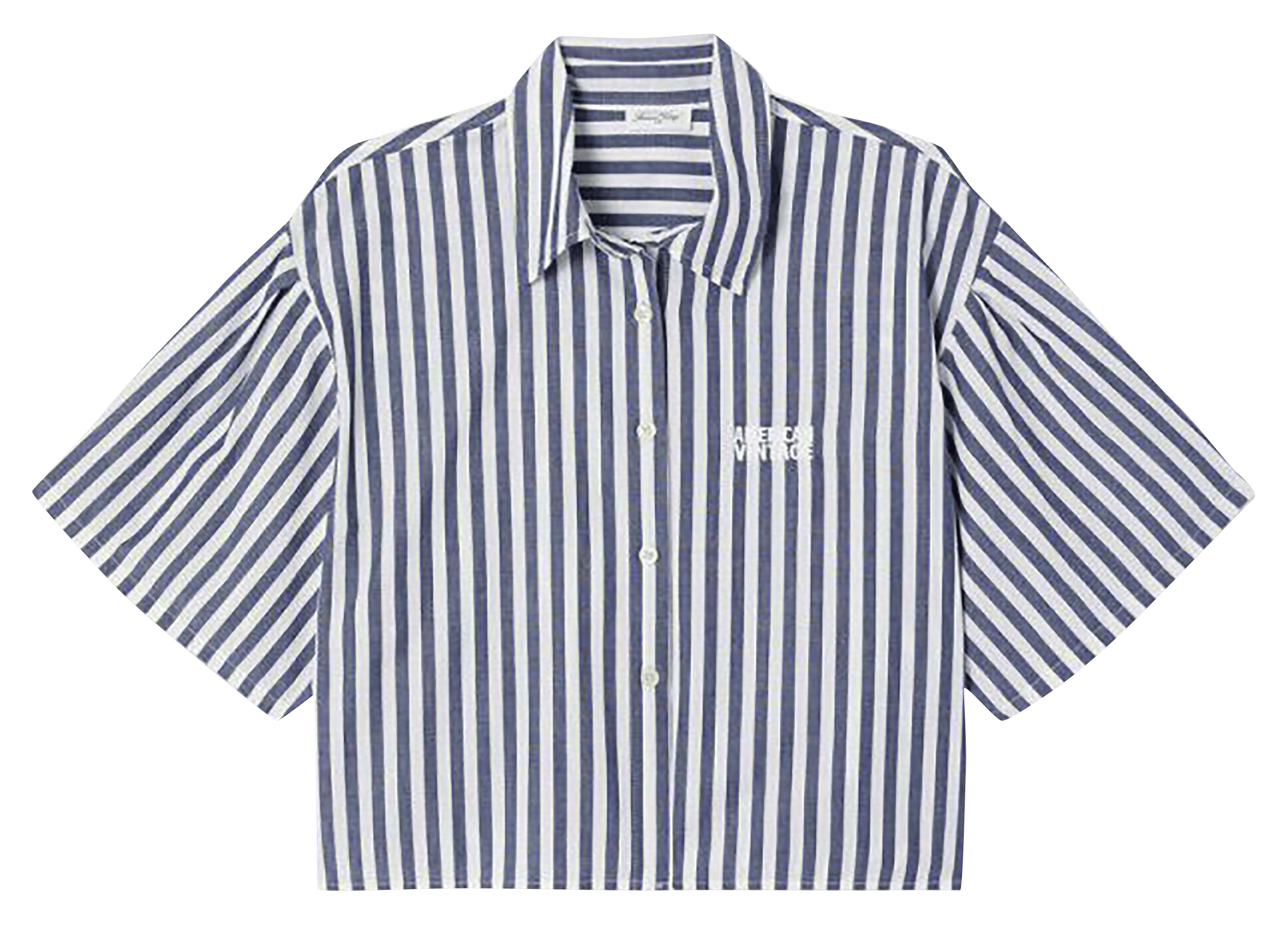 Gestreept overhemd met korte mouw AMERICAN VINTAGE Wit