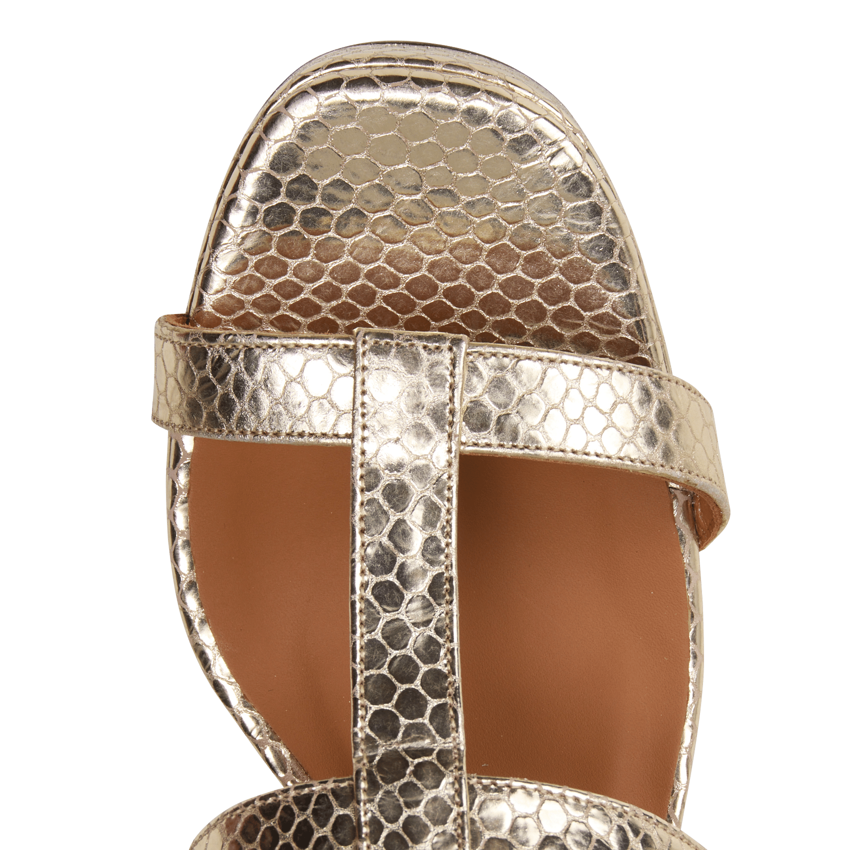 Ledersandalen mit Absatz, Metallic-Look RIVECOUR Golden