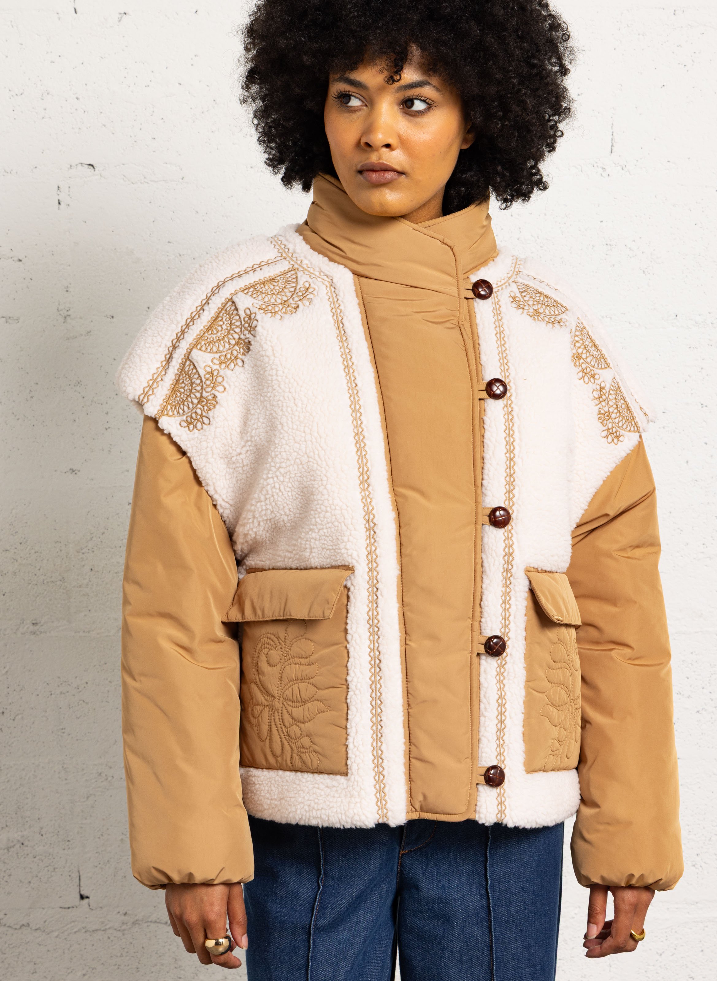 High collar coat LOUISE MISHA Beige