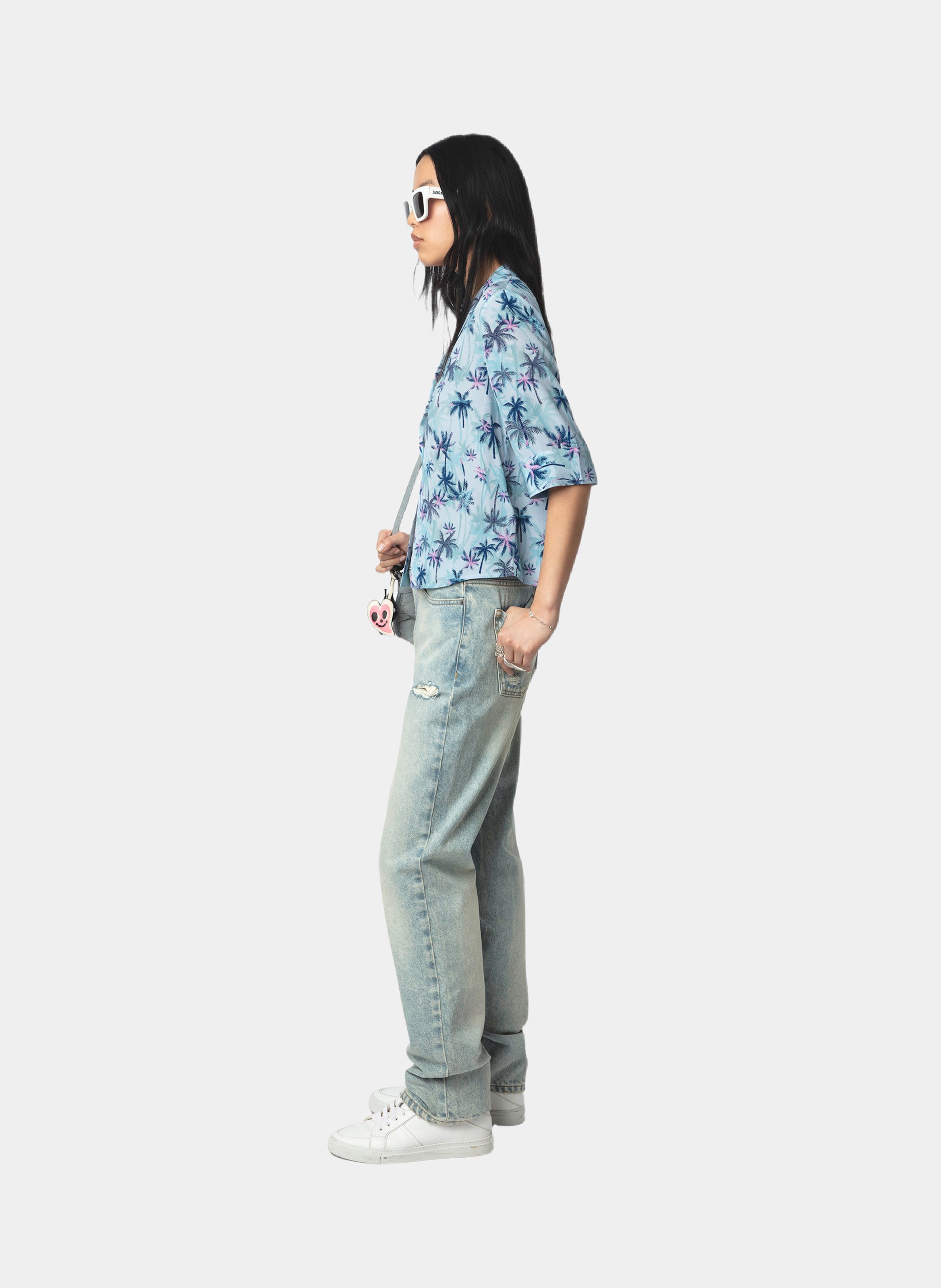 Chemise col V en soie ZADIG&VOLTAIRE Bleu