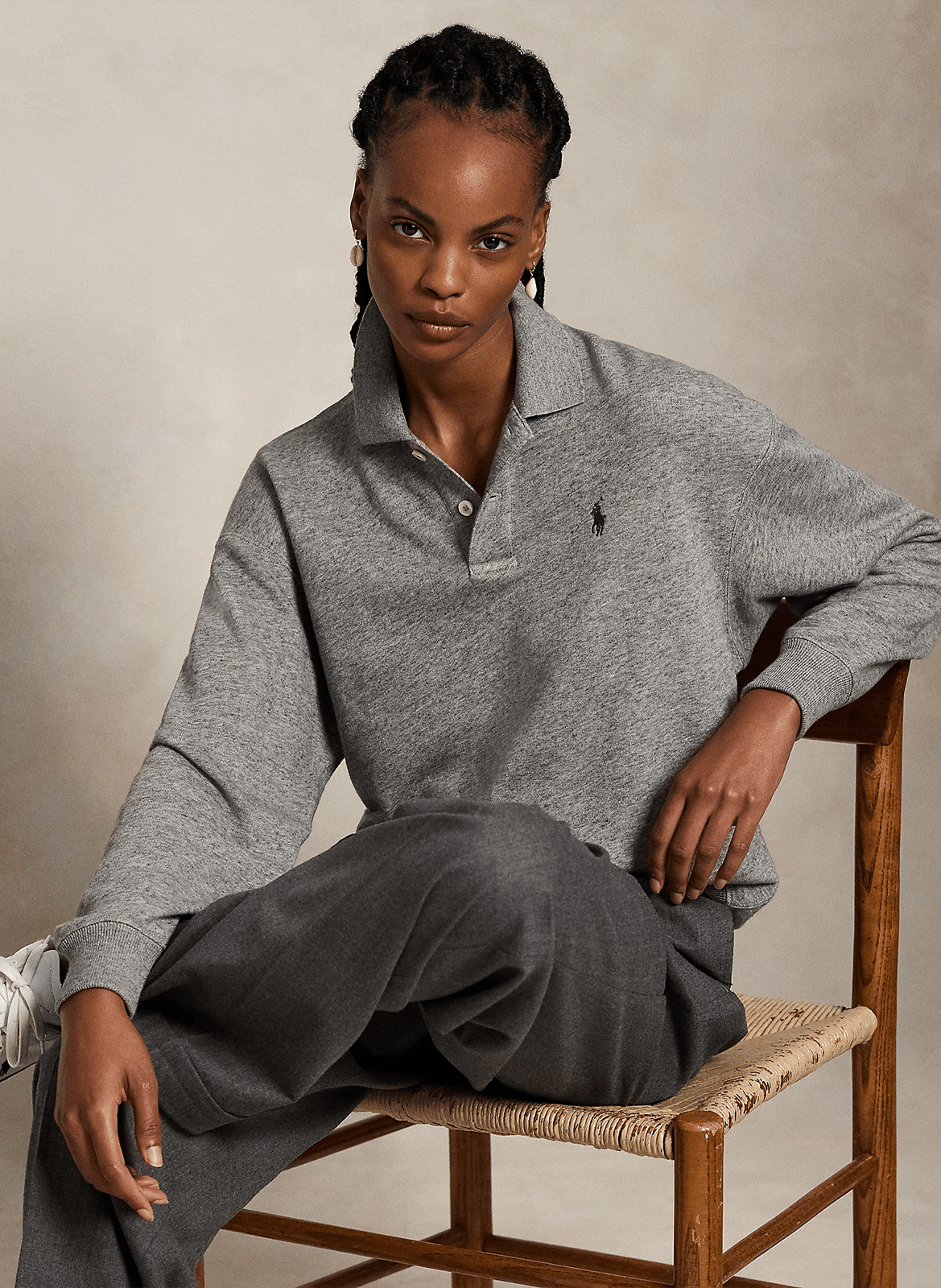Cotton-mix oversized sweater POLO RALPH LAUREN Grey