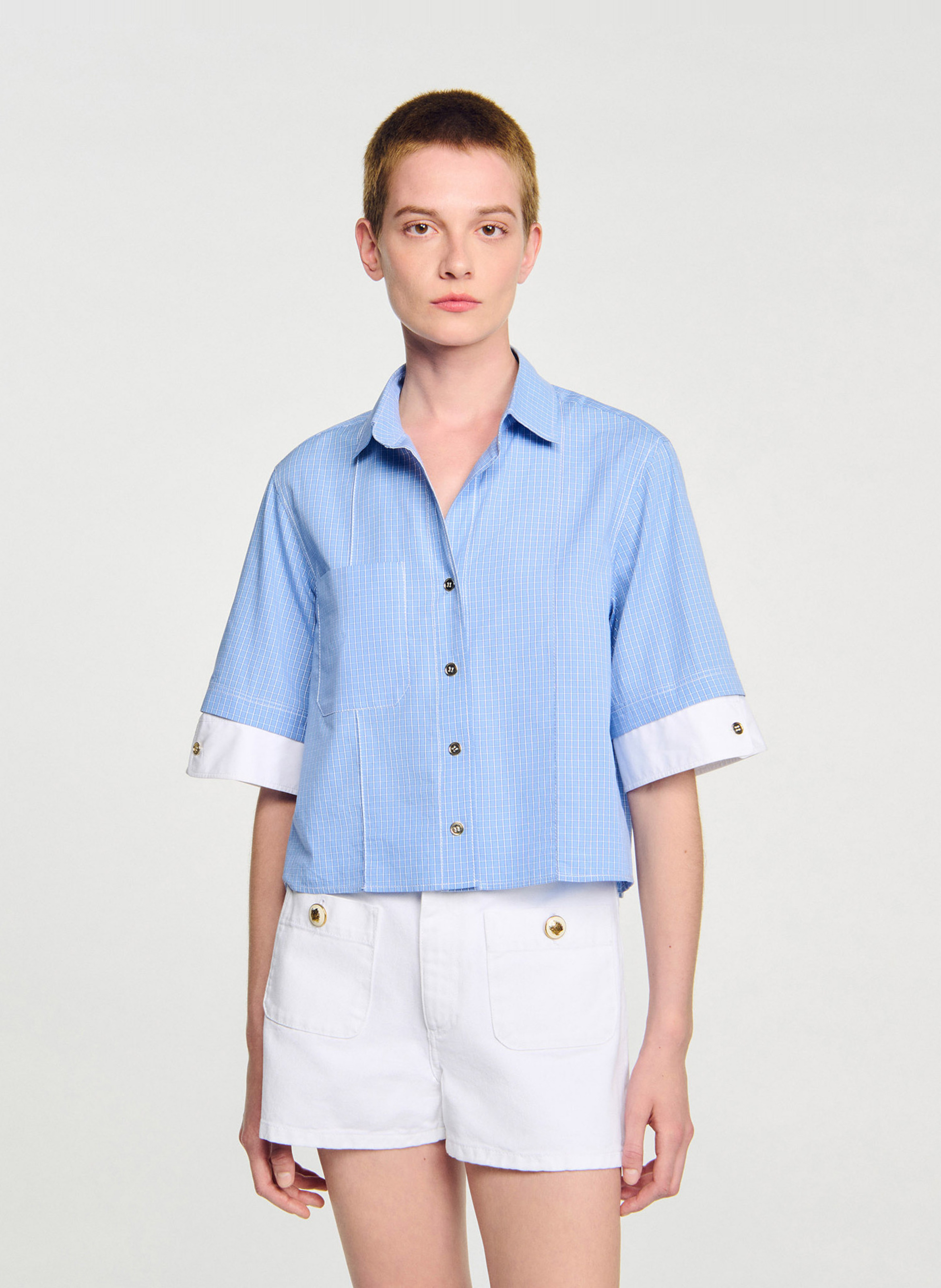 Straight skirt with button details SANDRO White