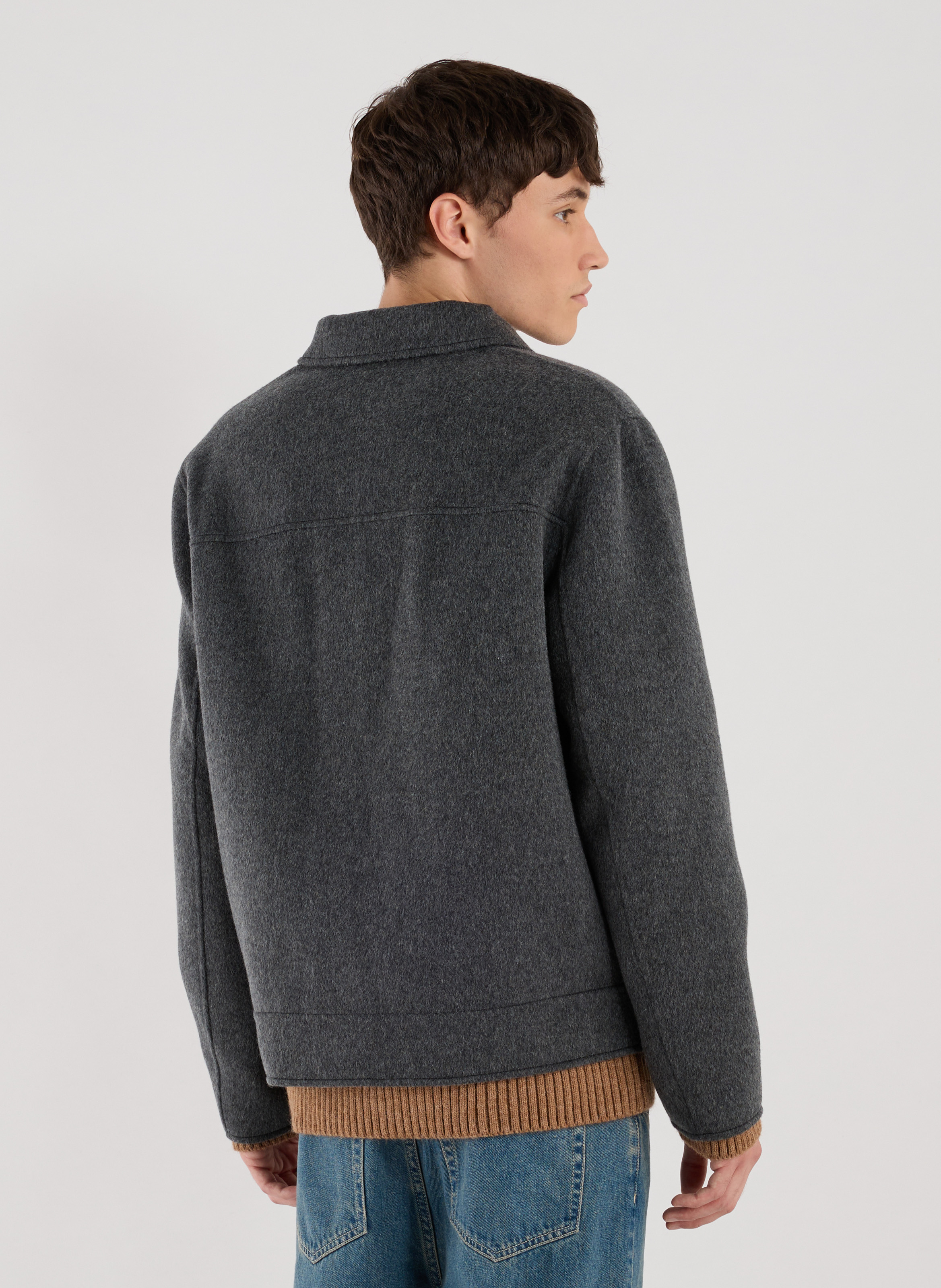 Veste droite col classique en laine SAISON 1865 Gris