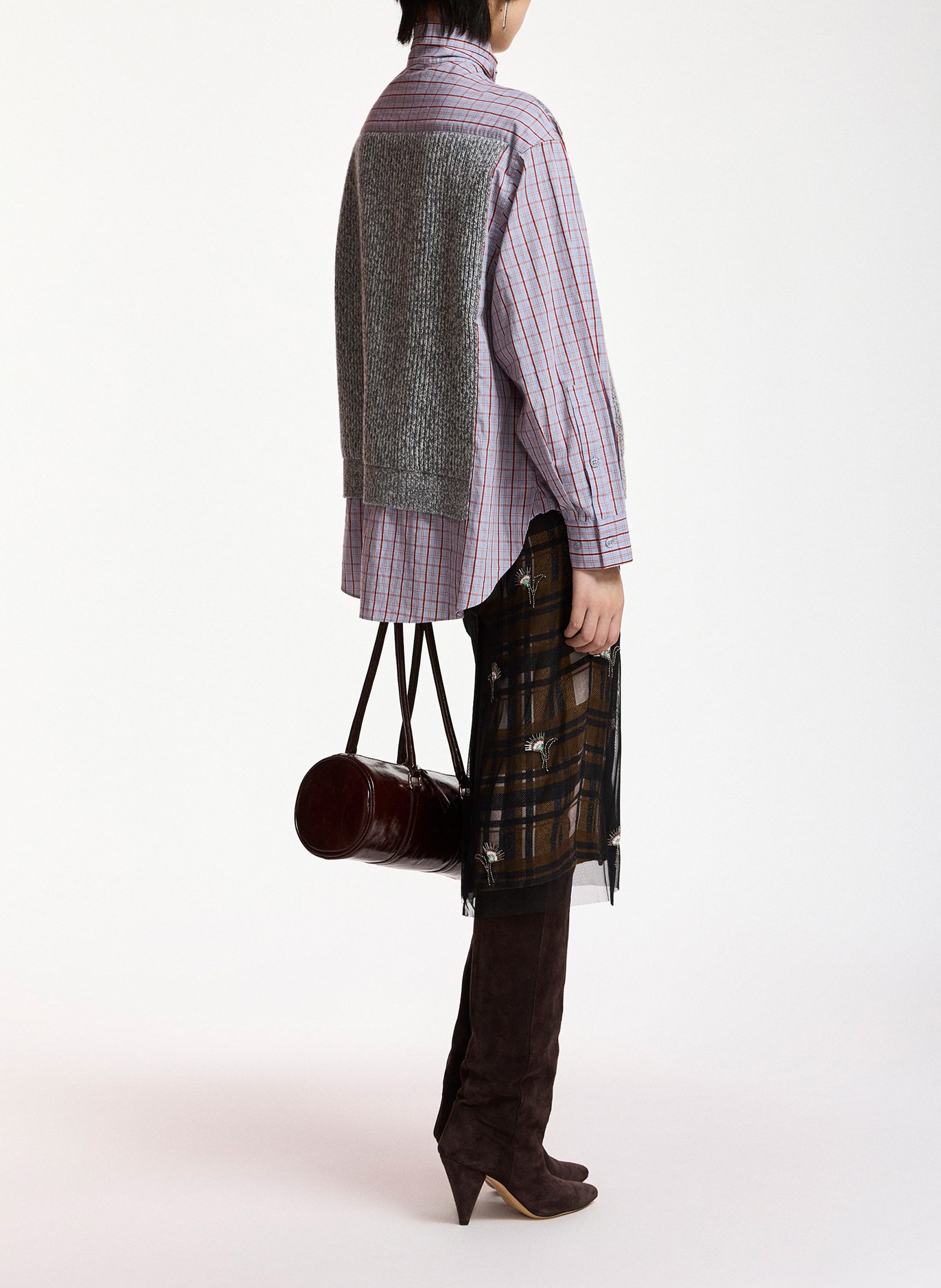 Oversized wollen overhemd met laagjes ESSENTIEL ANTWERP Grijs