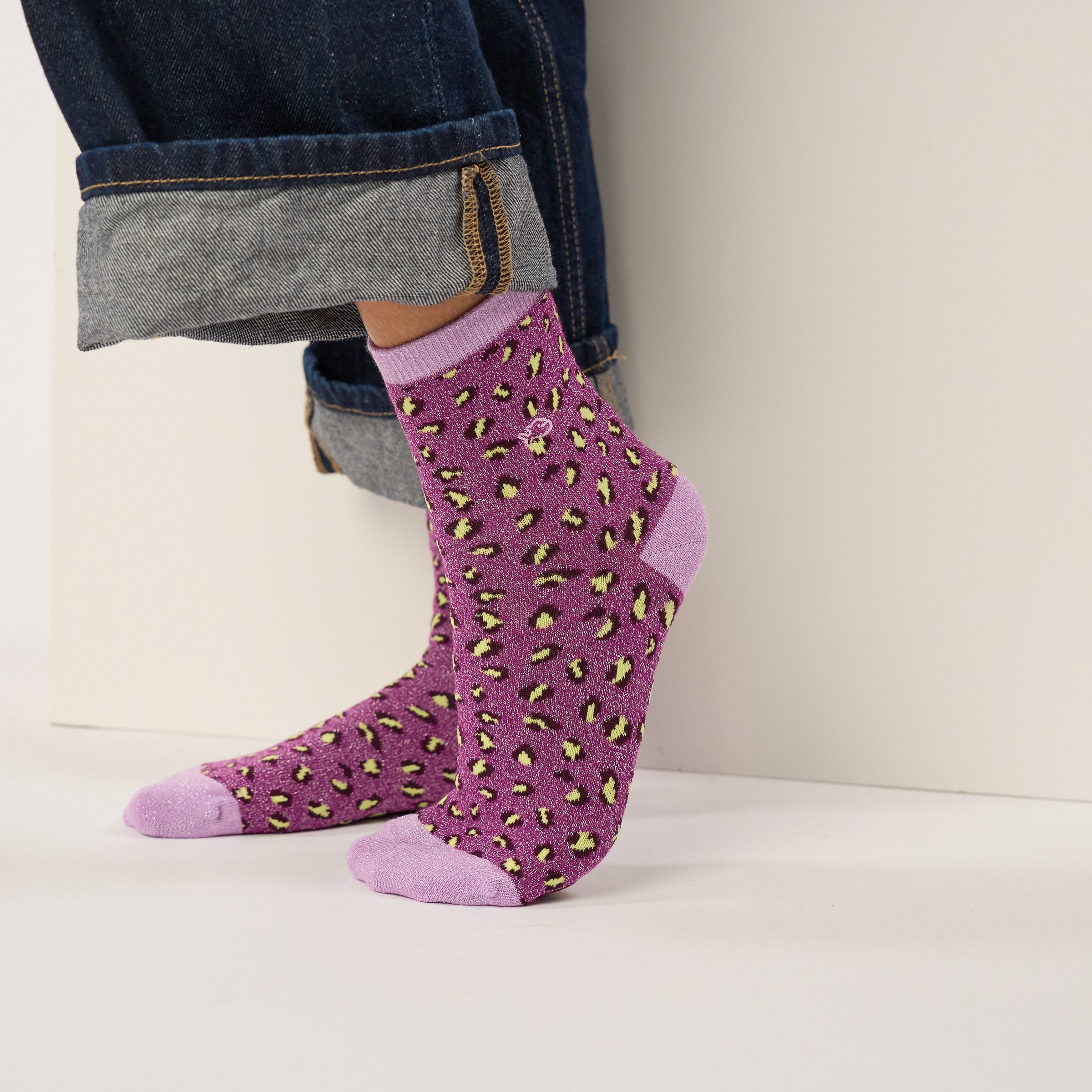 Leopard Combed Cotton Socks BILLYBELT Purple