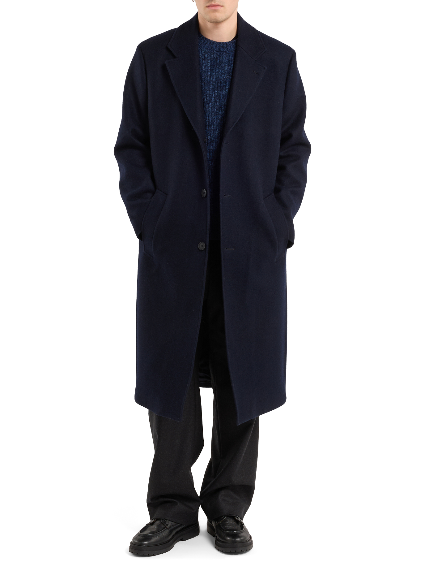 Long plain wool coat SAISON 1865 Blue