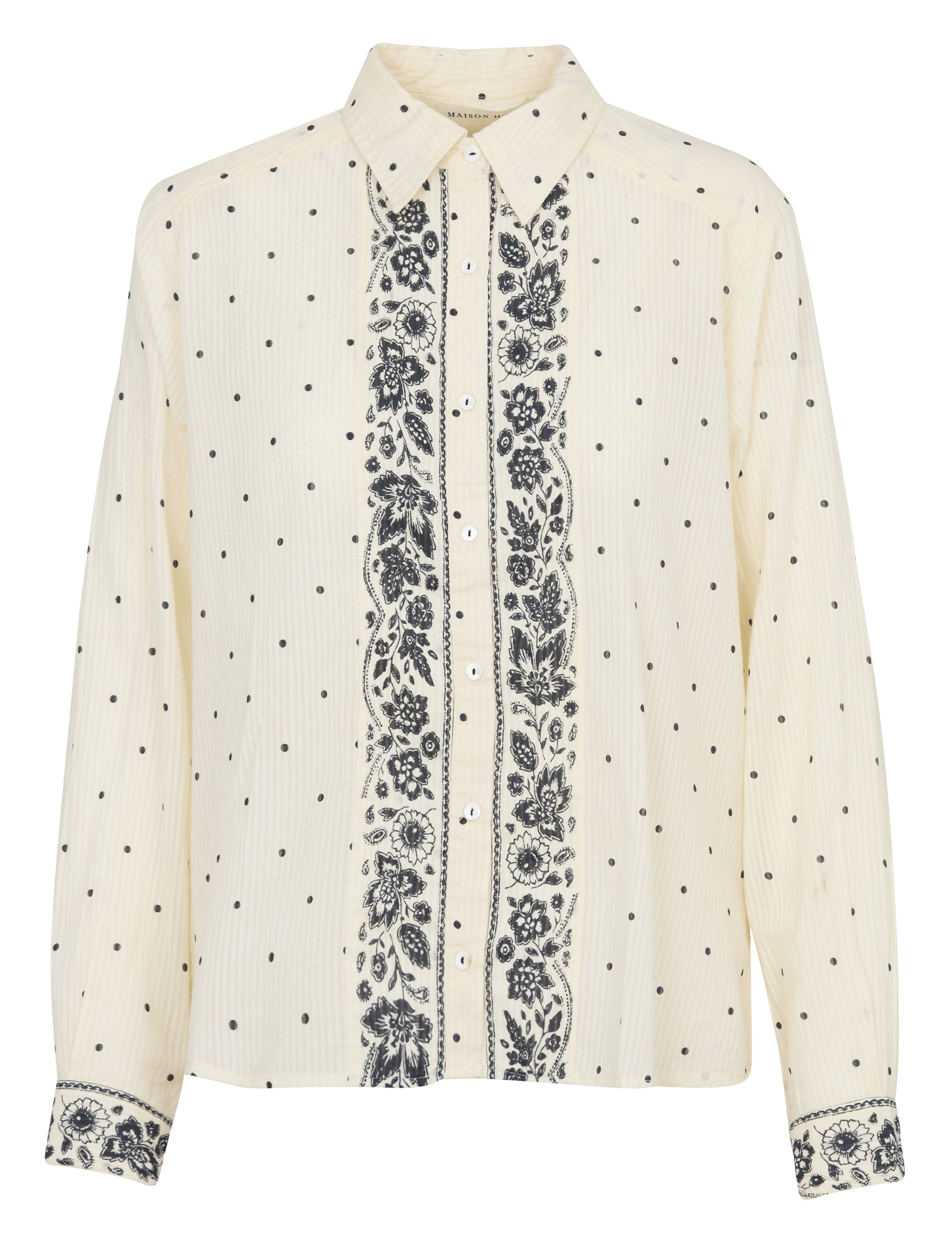 Straight cotton blouse with pattern MAISON HOTEL White