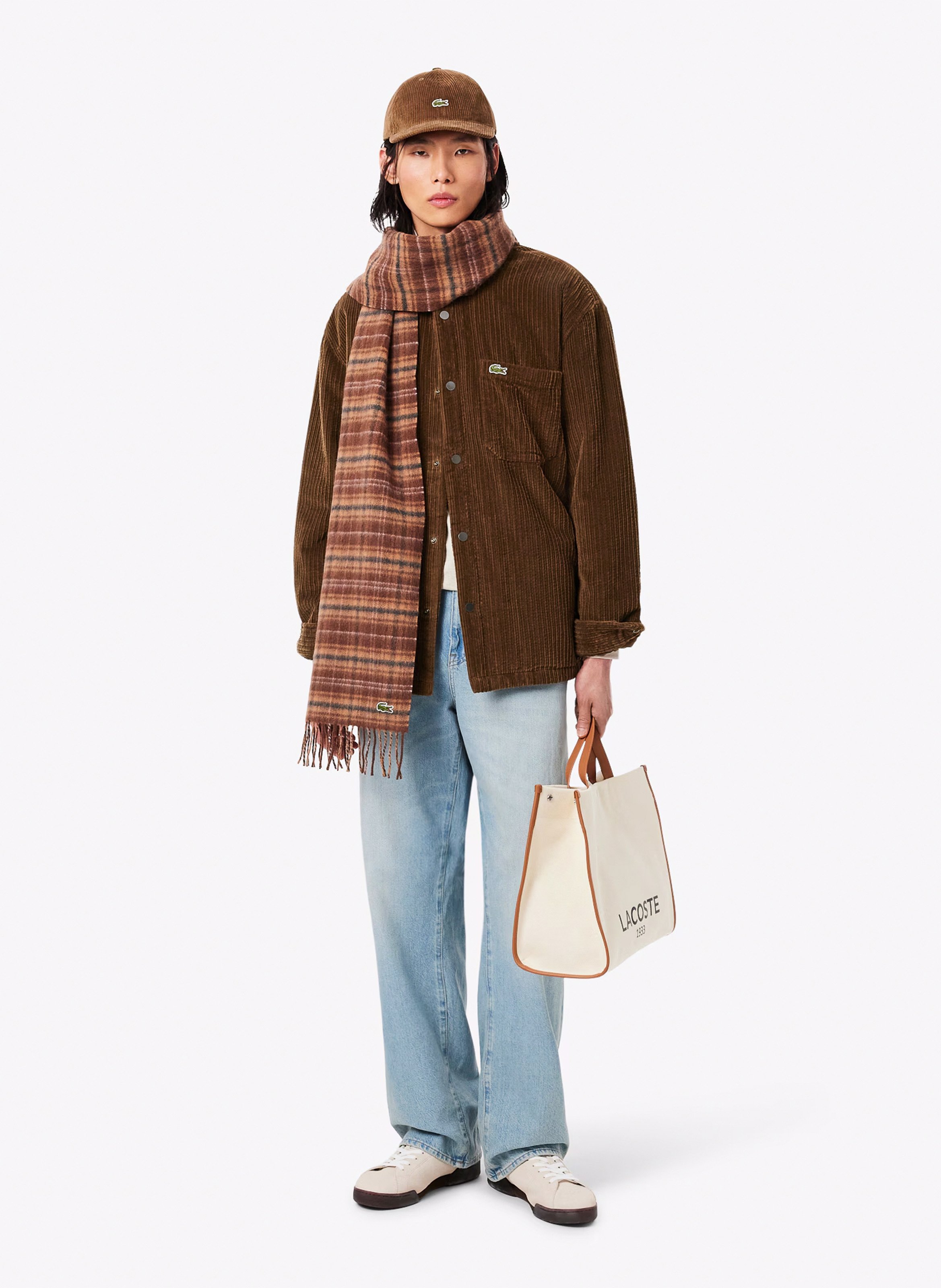 Katoenen overshirt met klassieke kraag LACOSTE Bruin