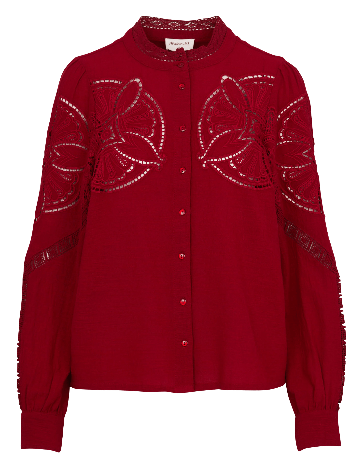 Gerade geschnittene bestickte Baumwollbluse MAISON 123