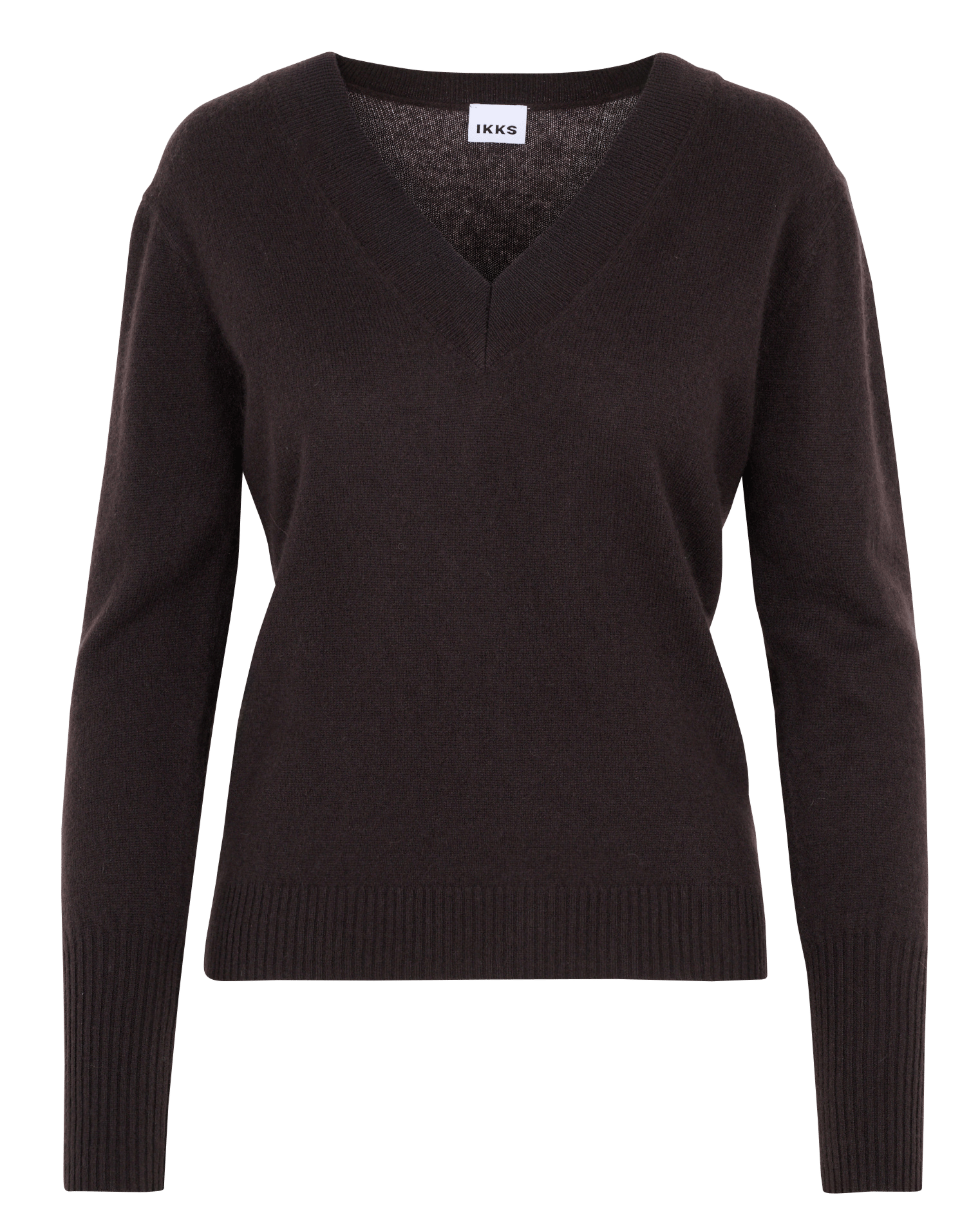Straight-cut V-neck cashmere sweater IKKS Brown