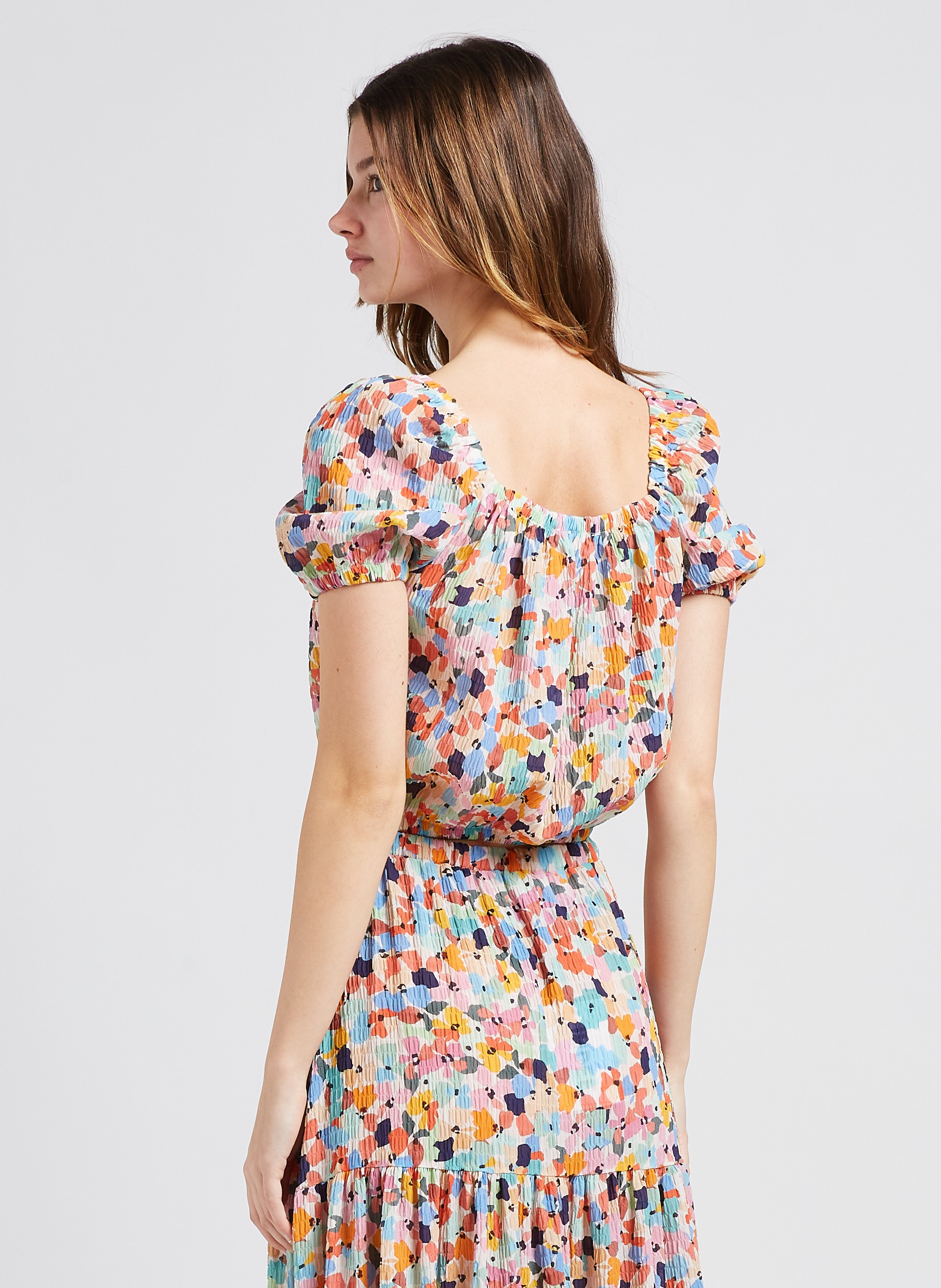 Crop top imprimé avec col élastiqué  INDEE Multicolore