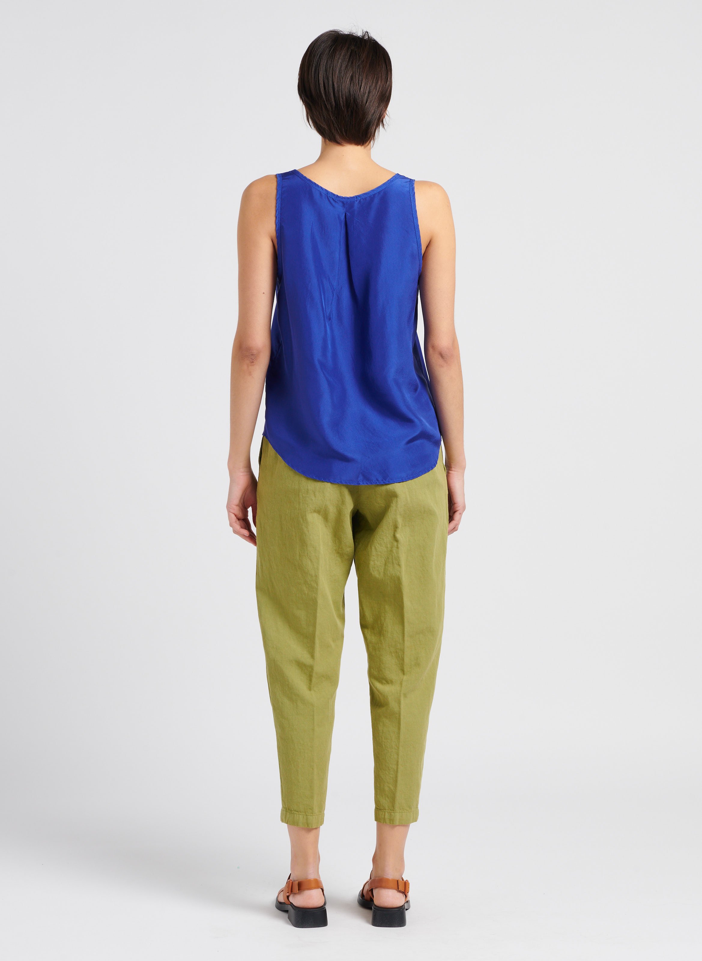 Débardeur fluide en soie  POMANDERE Bleu