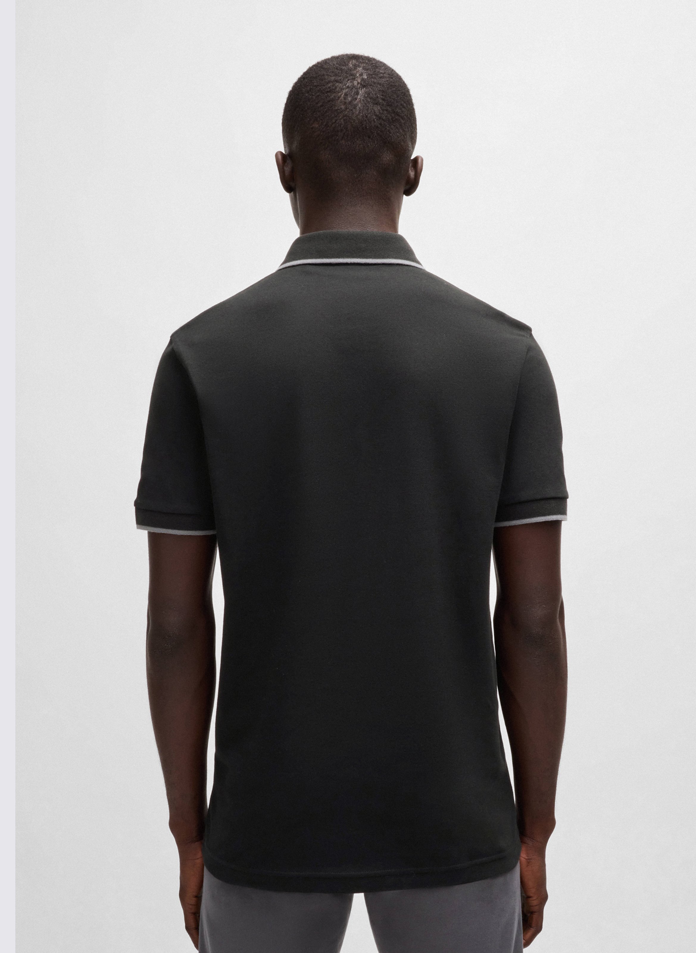 Slim-fit stretch cotton polo shirt BOSS Black