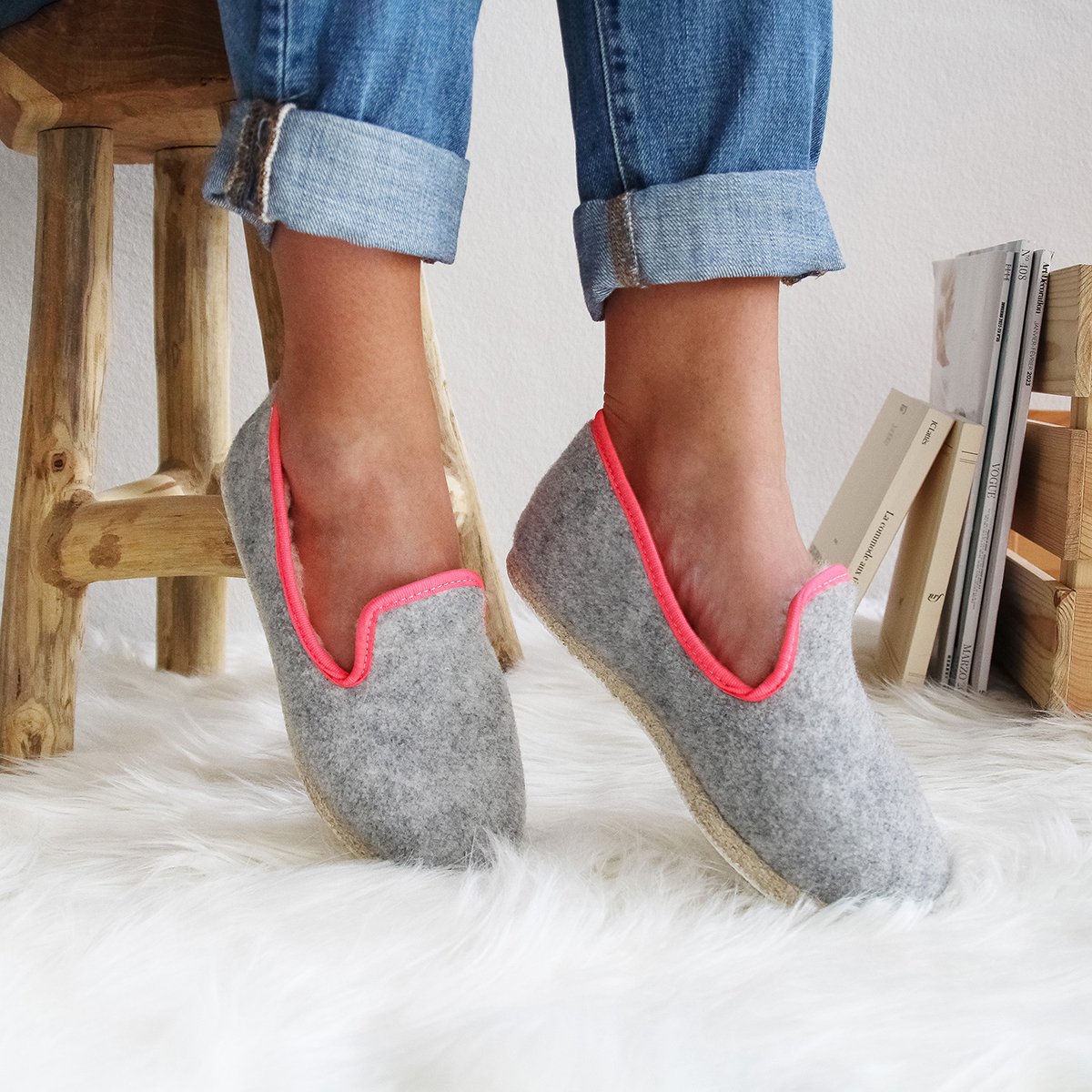 Fabric Charentaise slippers JULES & JENN Grey