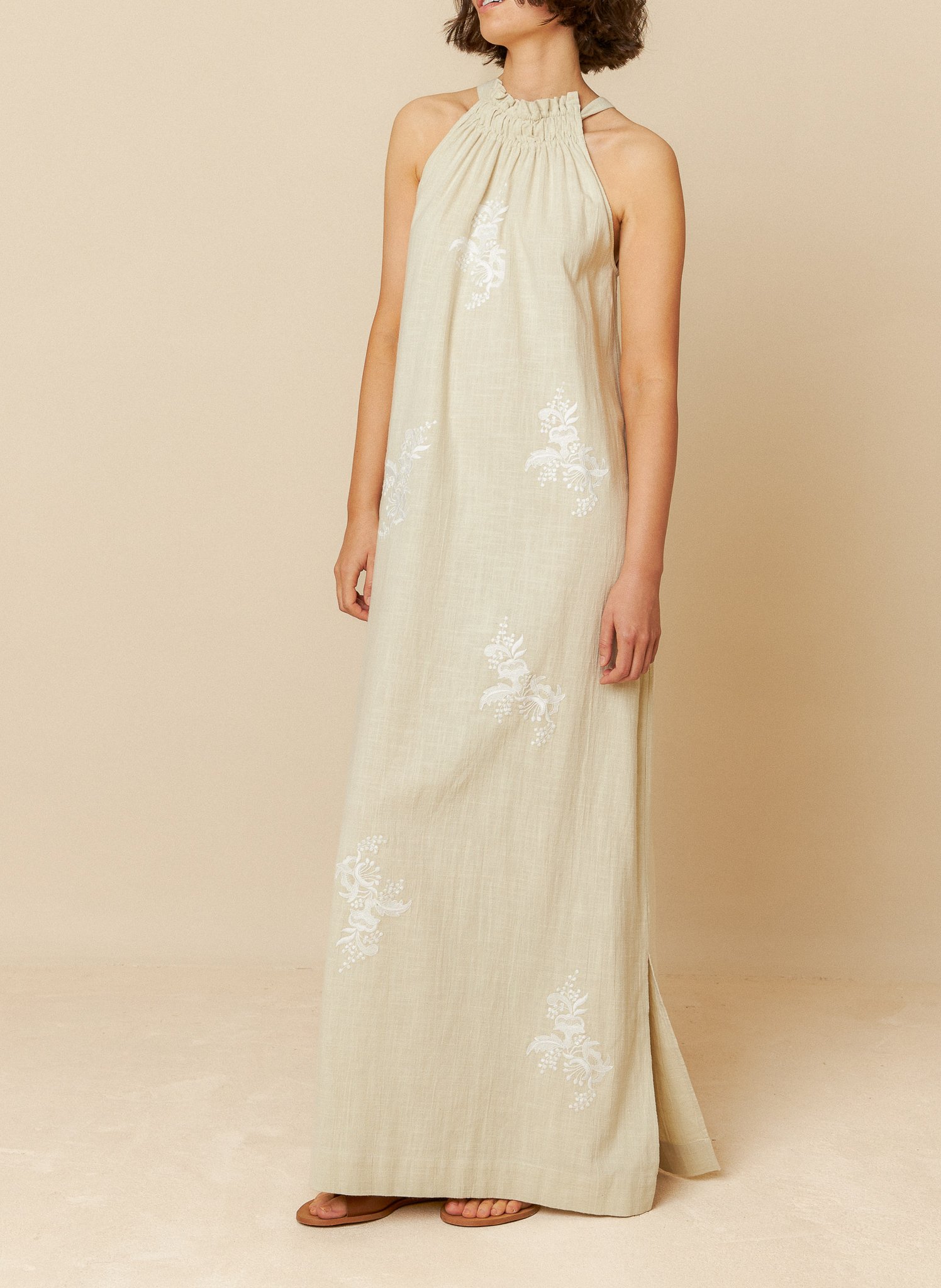 Long embroidered cotton dress INDI & COLD Blue