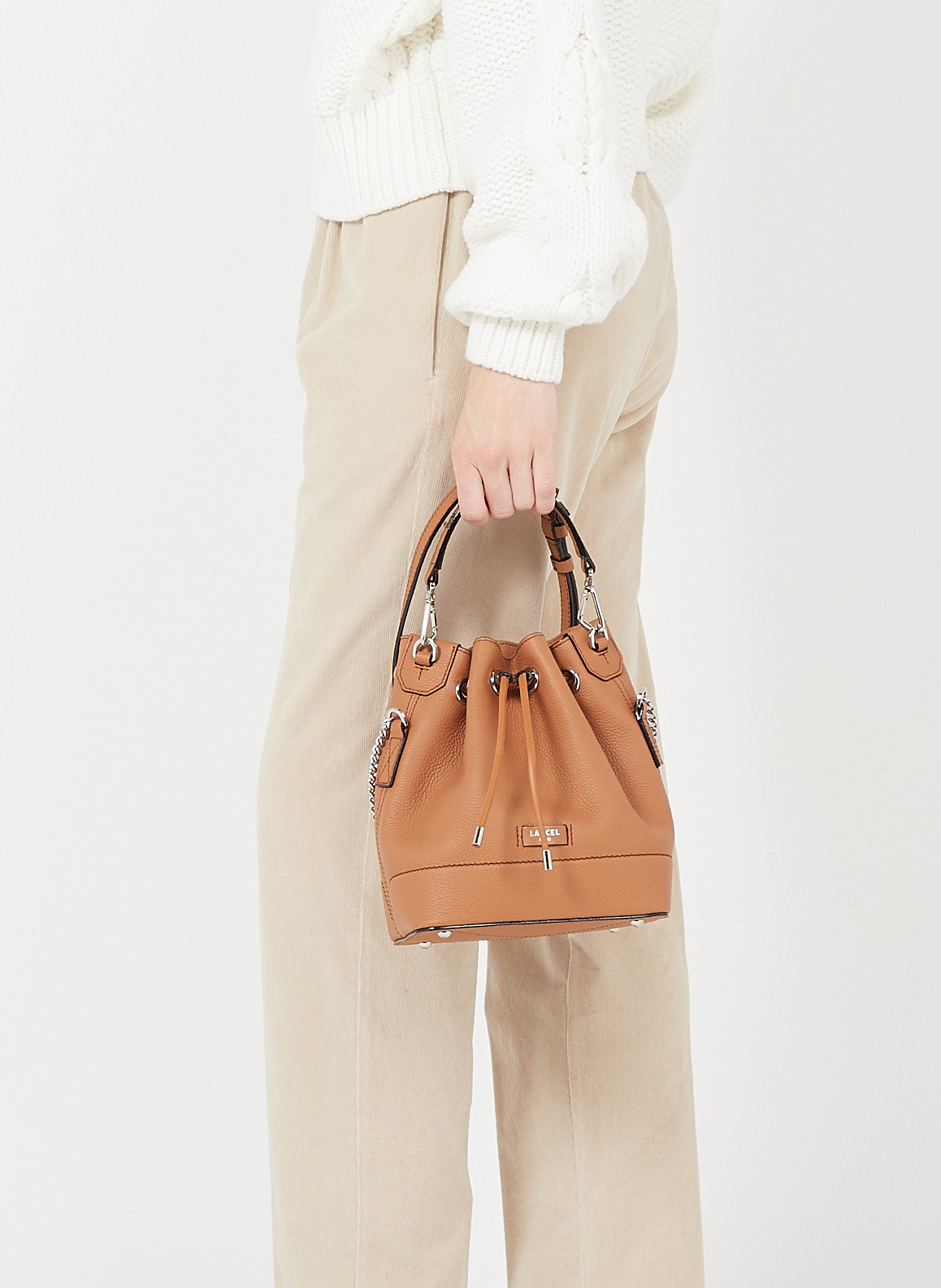 Beuteltasche aus genarbtem Leder LANCEL Beige