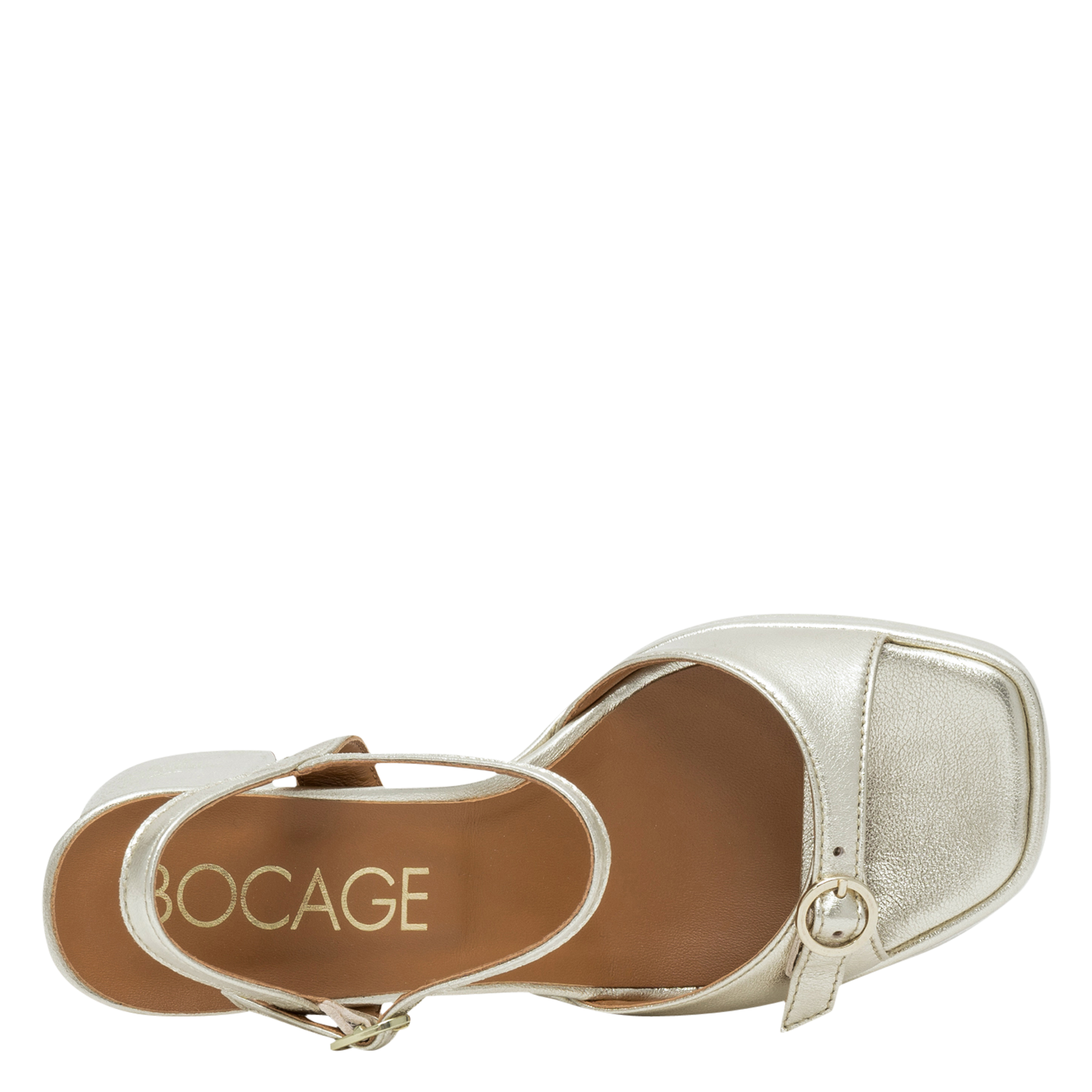 Sandalen aus Metallic-Leder mit Absatz BOCAGE Golden