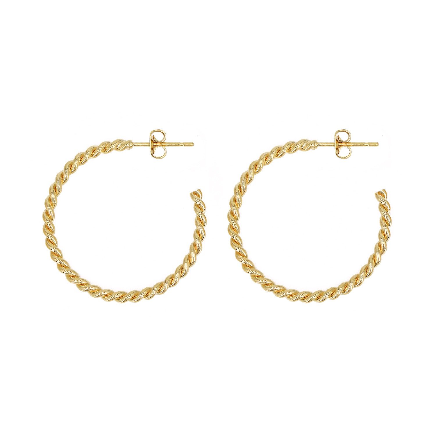 Twisted hoop earrings in gold plated with fine gold NILAI Golden
