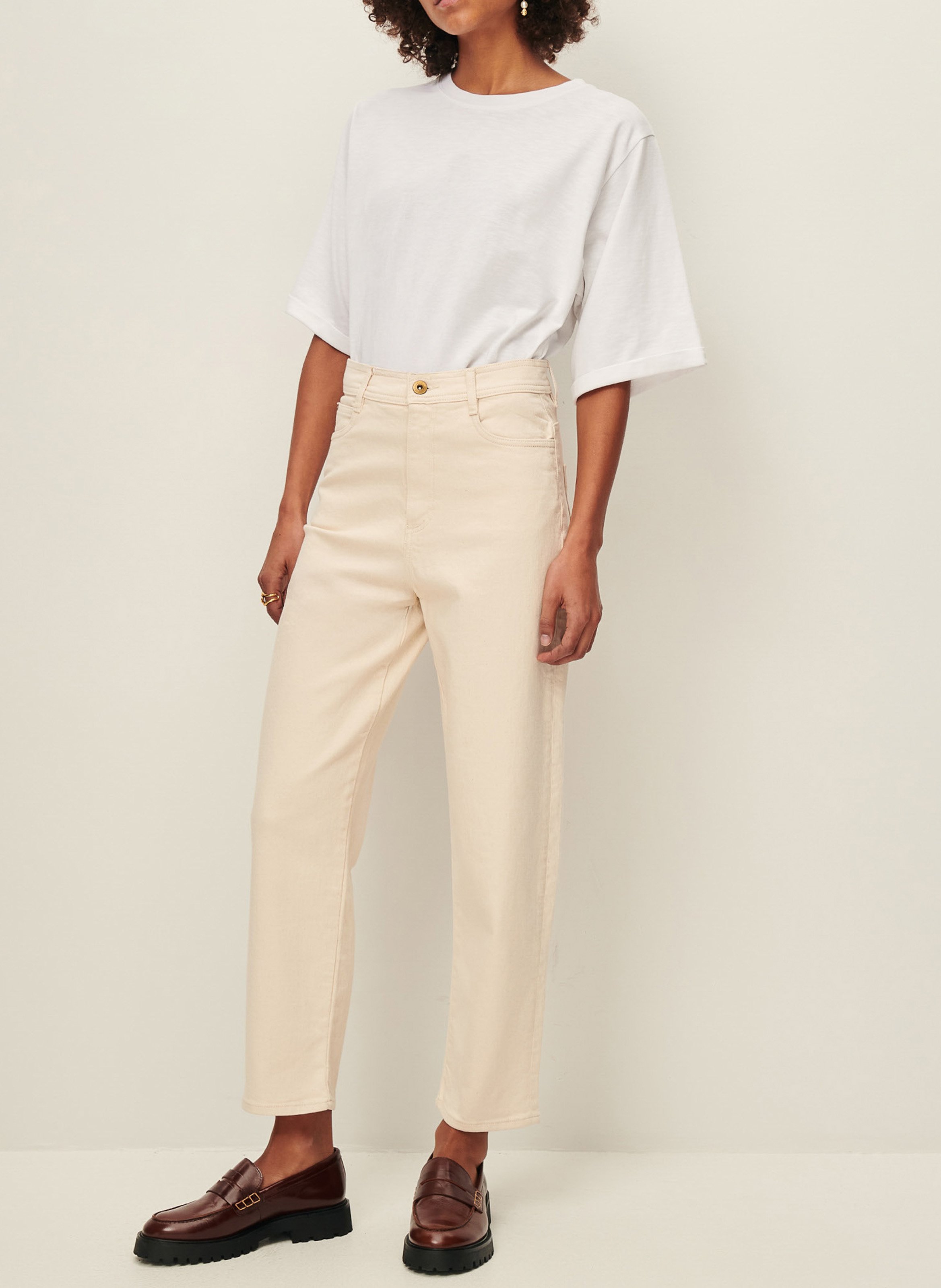 Katoenen mom-fit jeans SESSUN Beige