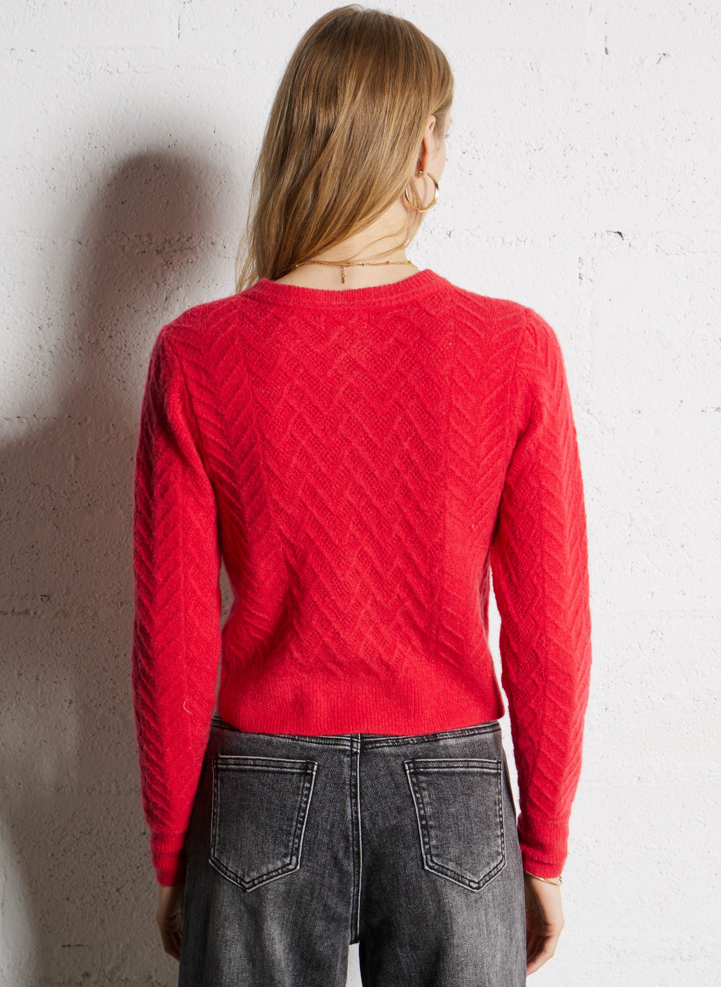 Gilet droit en maille SUNCOO Rouge