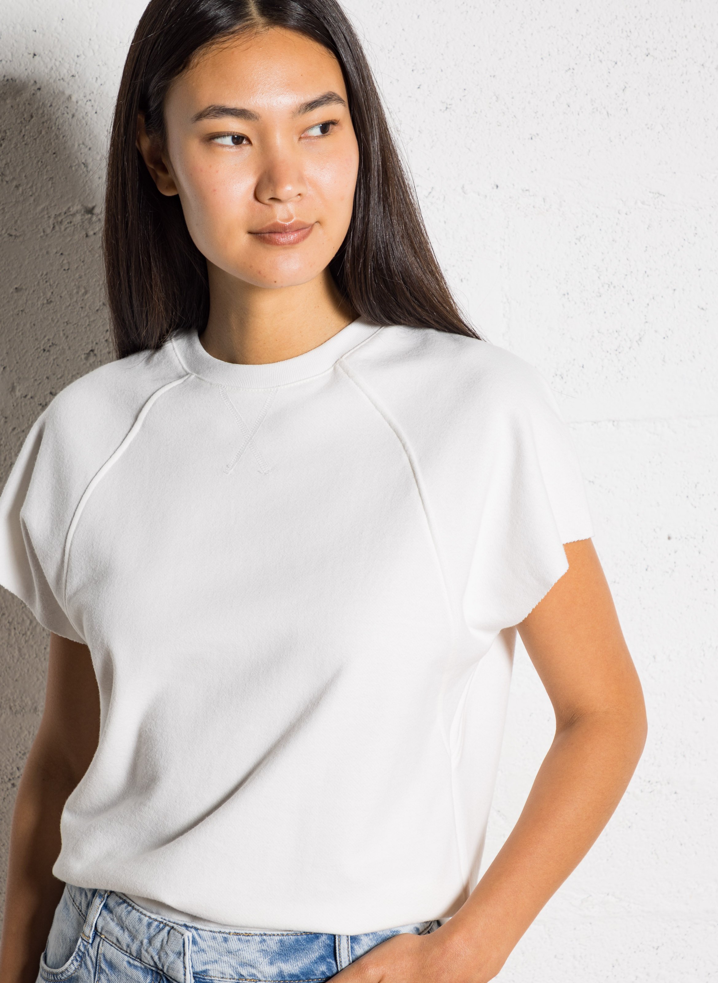 Sweat col rond en coton IKKS Blanc