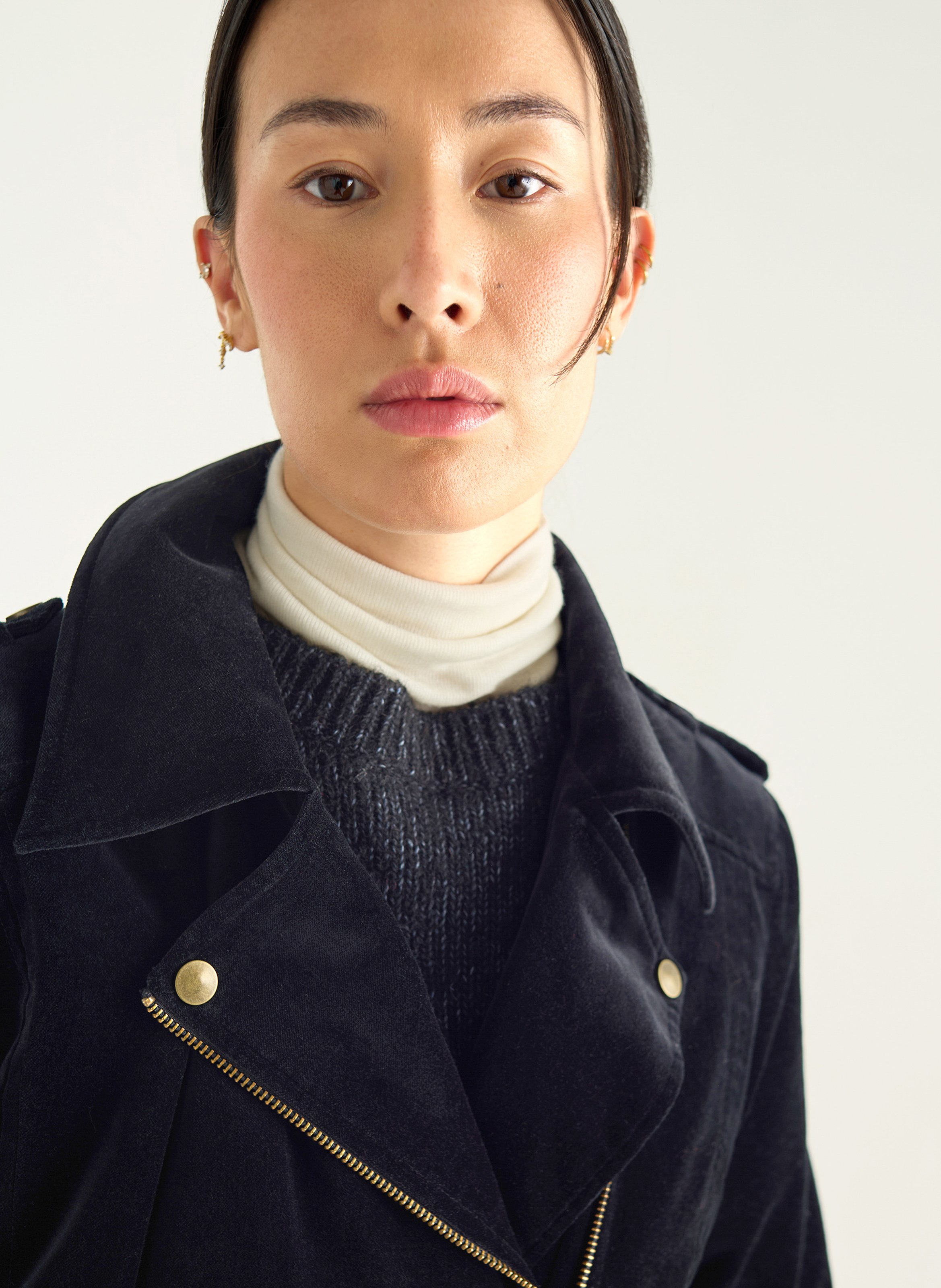 Gerade geschnittener Baumwollblazer ACOTE Schwarz