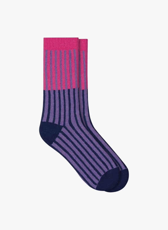 Chaussettes à rayures Rose Bleuforet Femme Place des Tendances