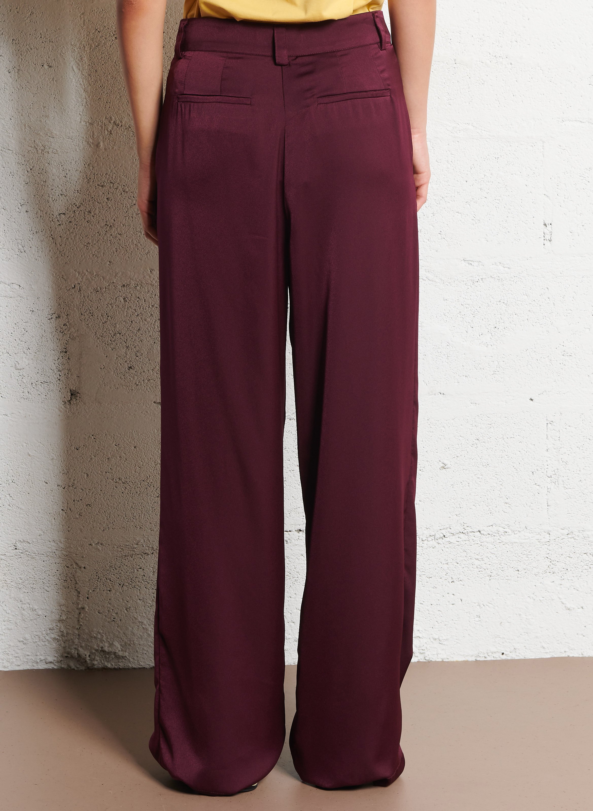 Pantalon droit satiné taille haute BA&SH Prune