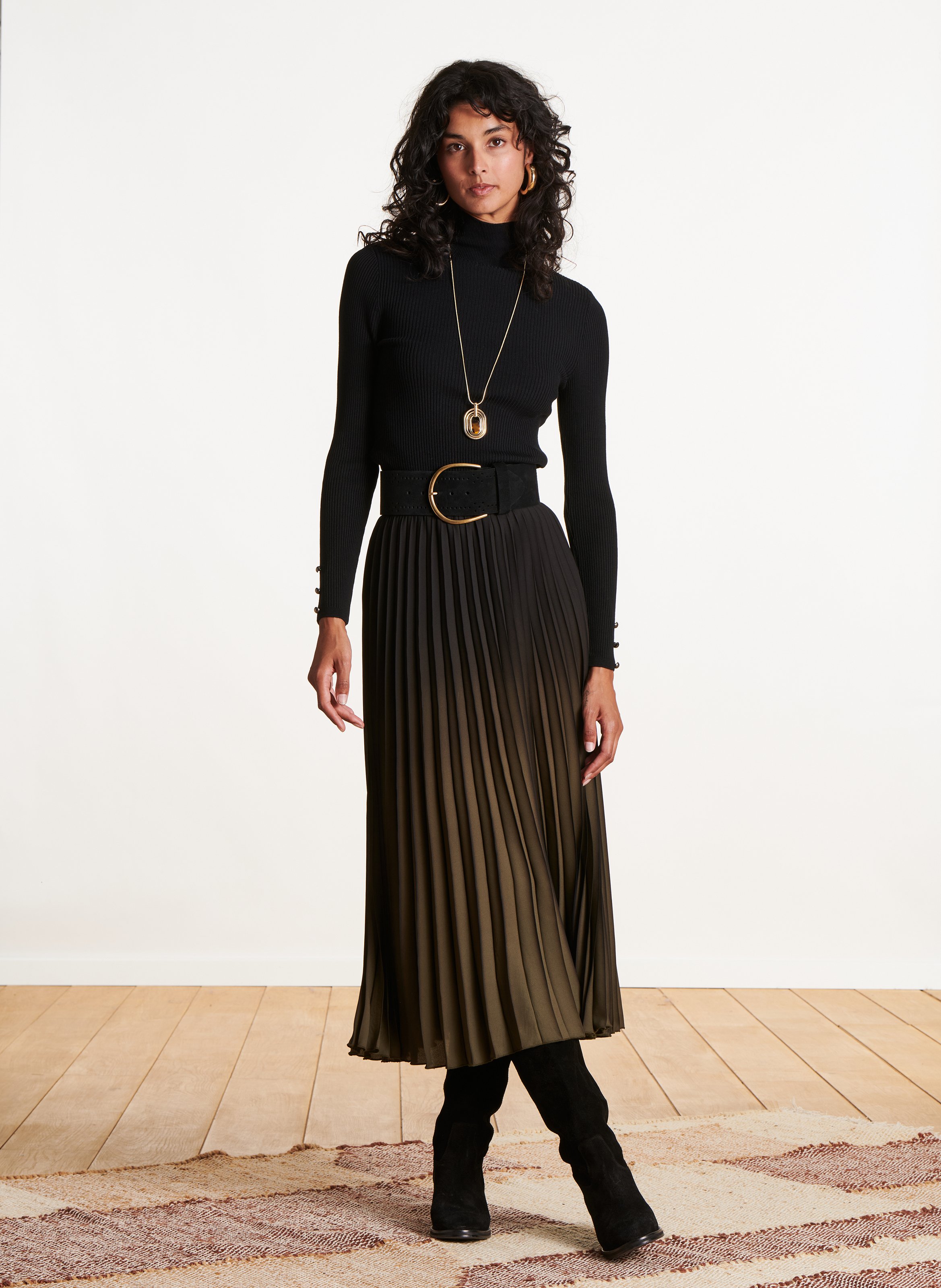 Aansluitende geribbelde coltrui LA FEE MARABOUTEE Zwart