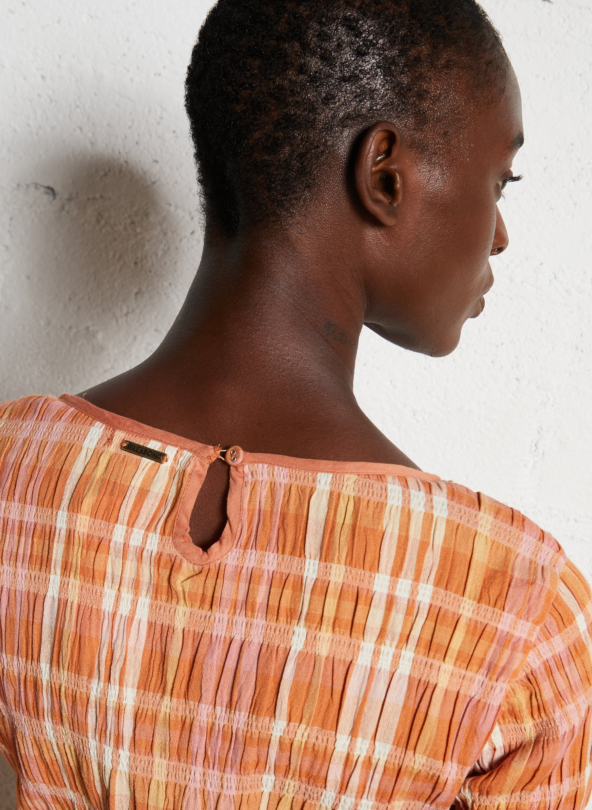 Robe courte col rond en coton mélangé BILLABONG Orange