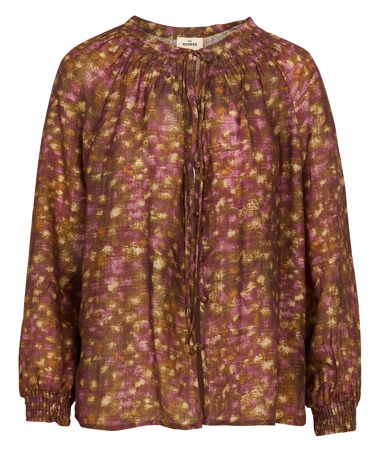 Bedruckte Bluse mit Rundhalsausschnitt THE KORNER Braun