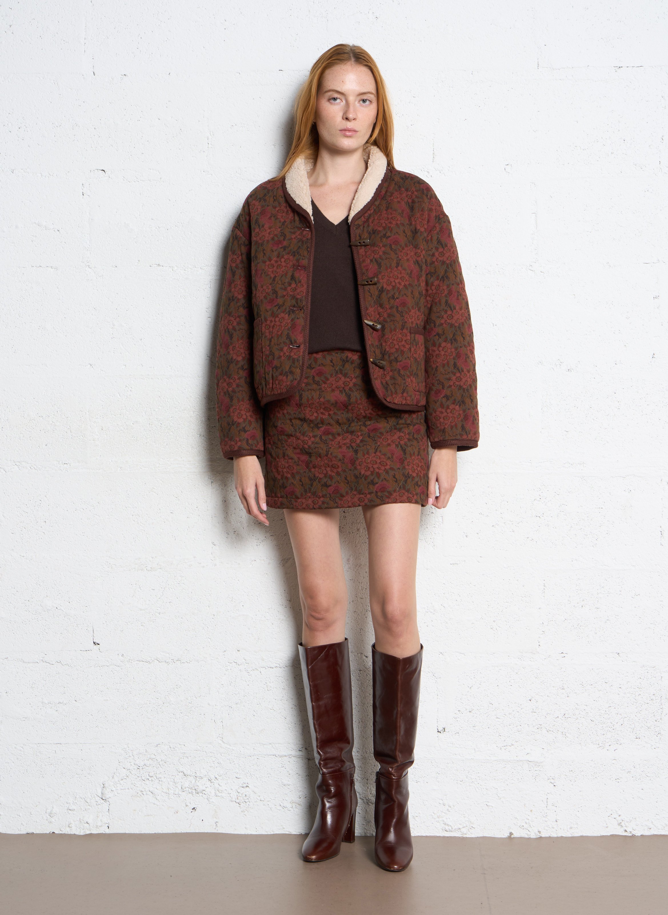 Baumwolljacke mit Rundhalsausschnitt THE KORNER Braun