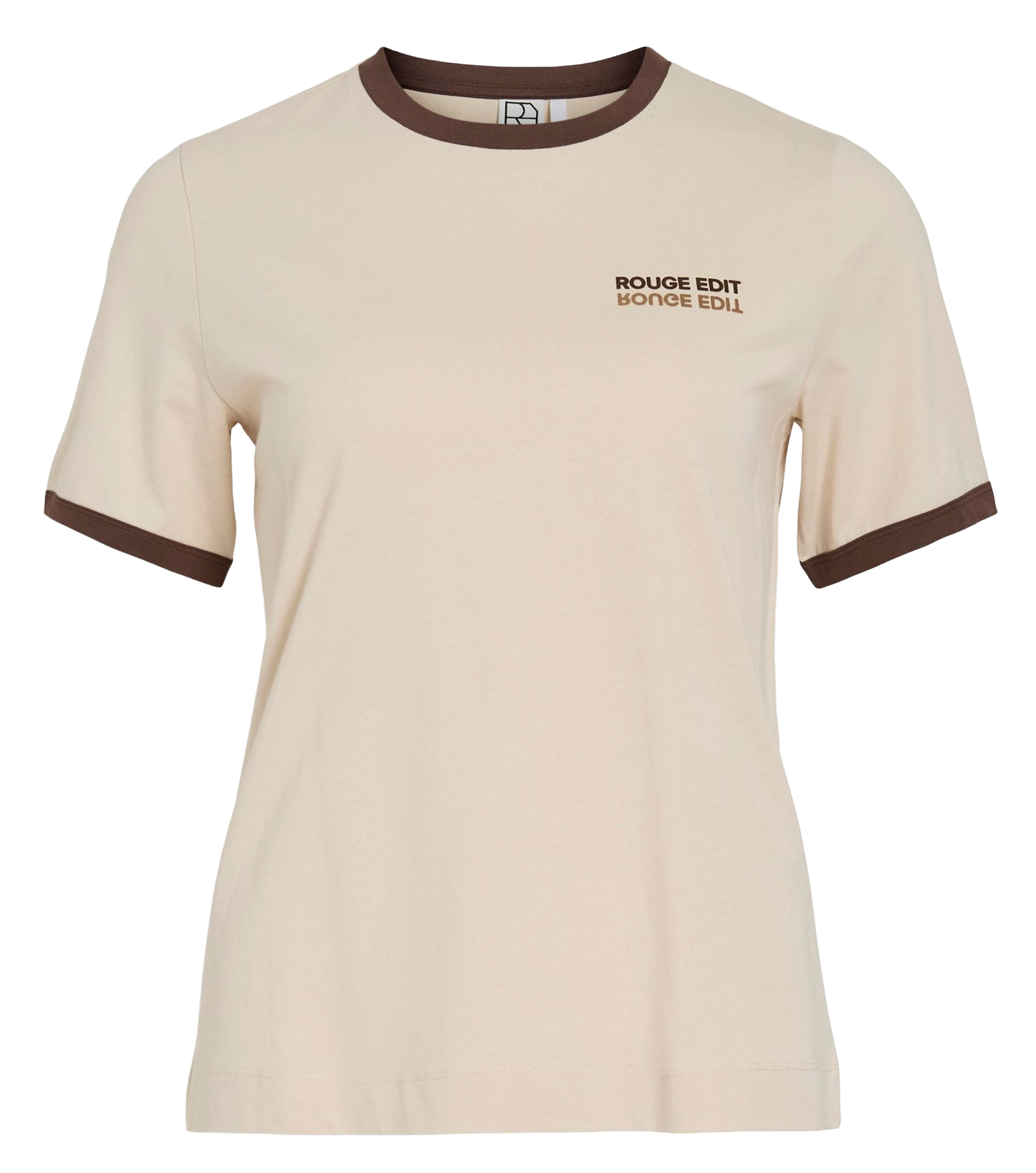 Round-neck organic cotton T-shirt ROUGE EDIT Beige