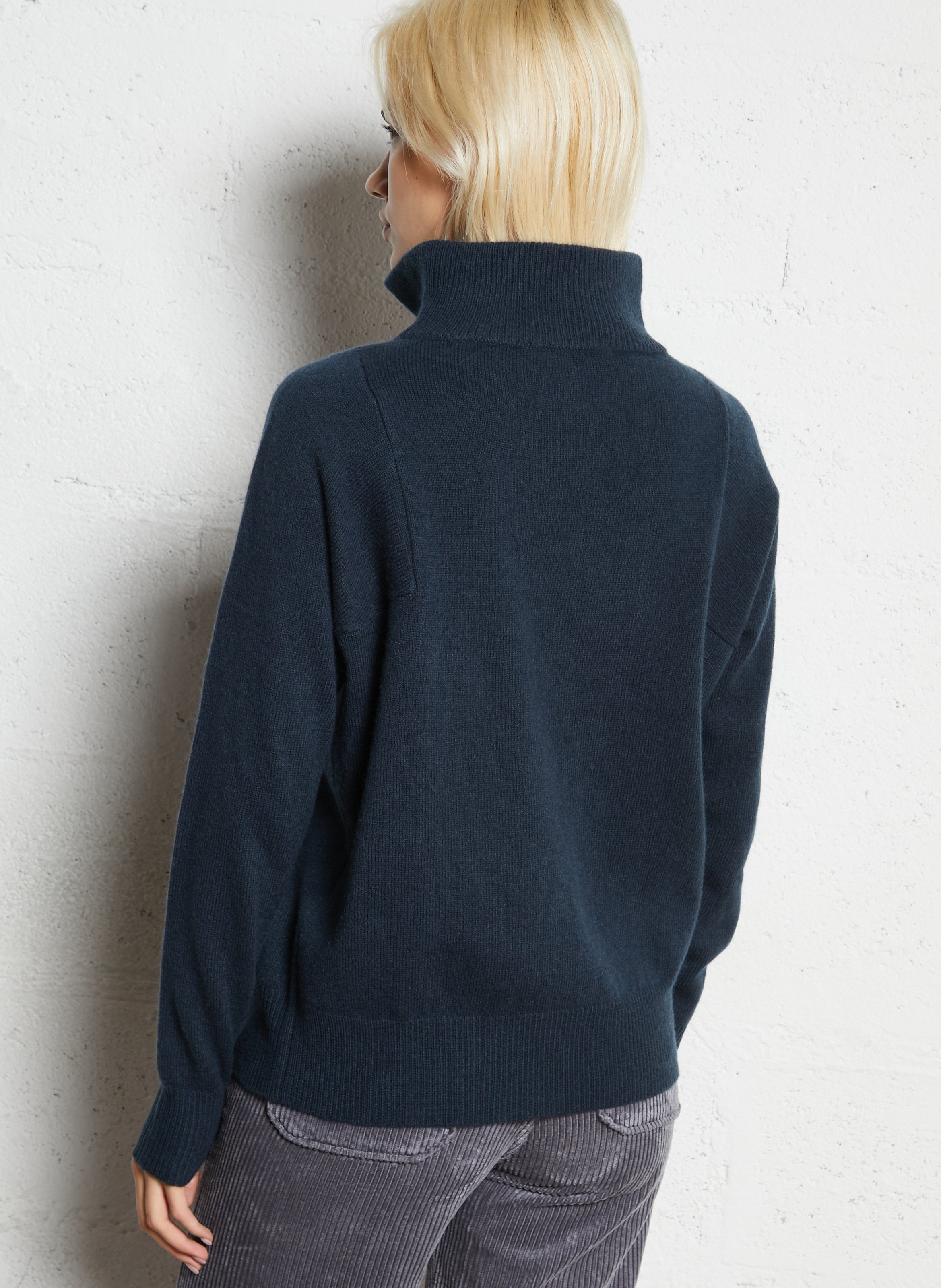 Pull oversize col montant zippé en laine MAISON 123 Bleu