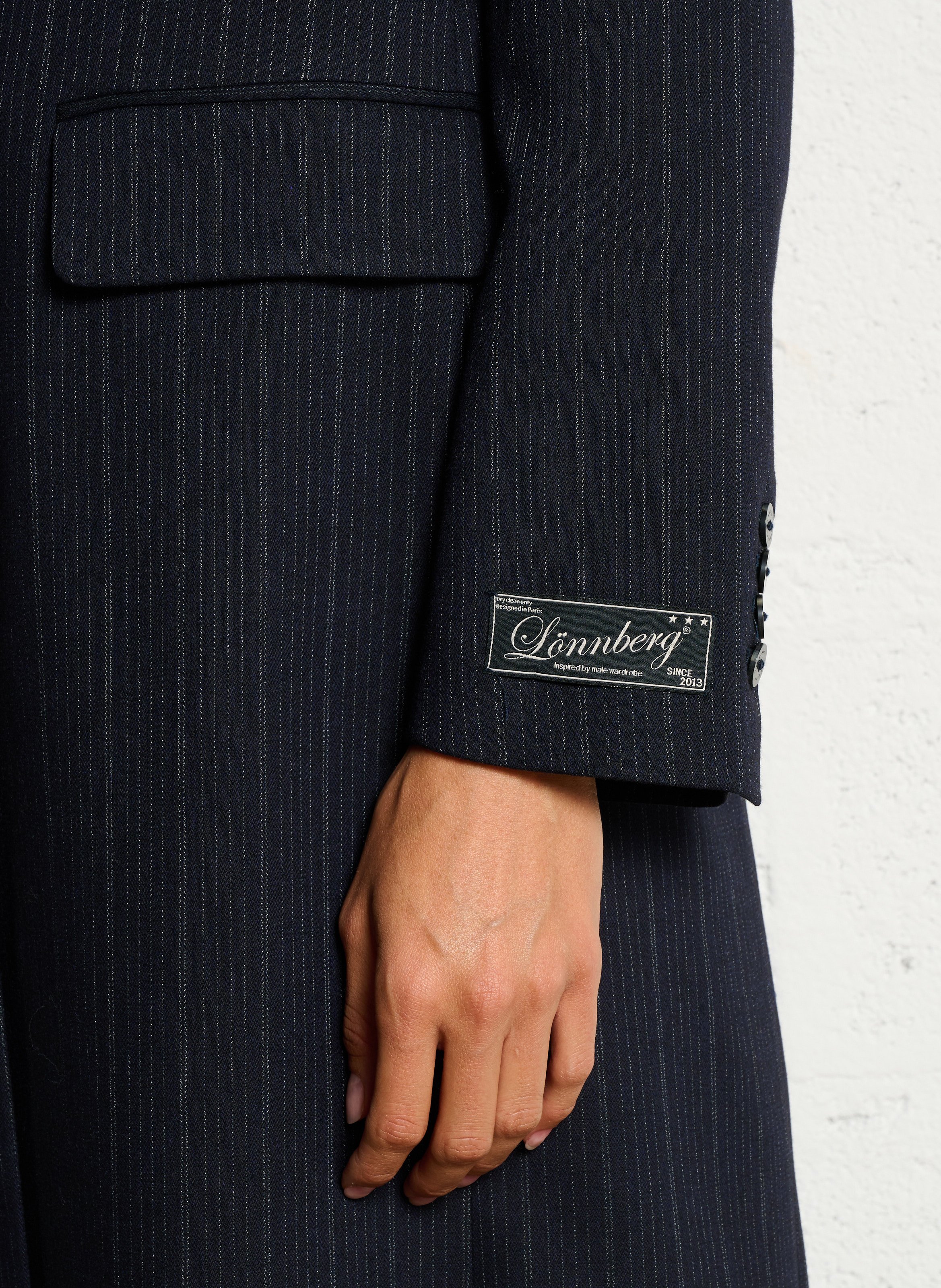 Veste longue droite col tailleur MARGAUX LONNBERG Bleu